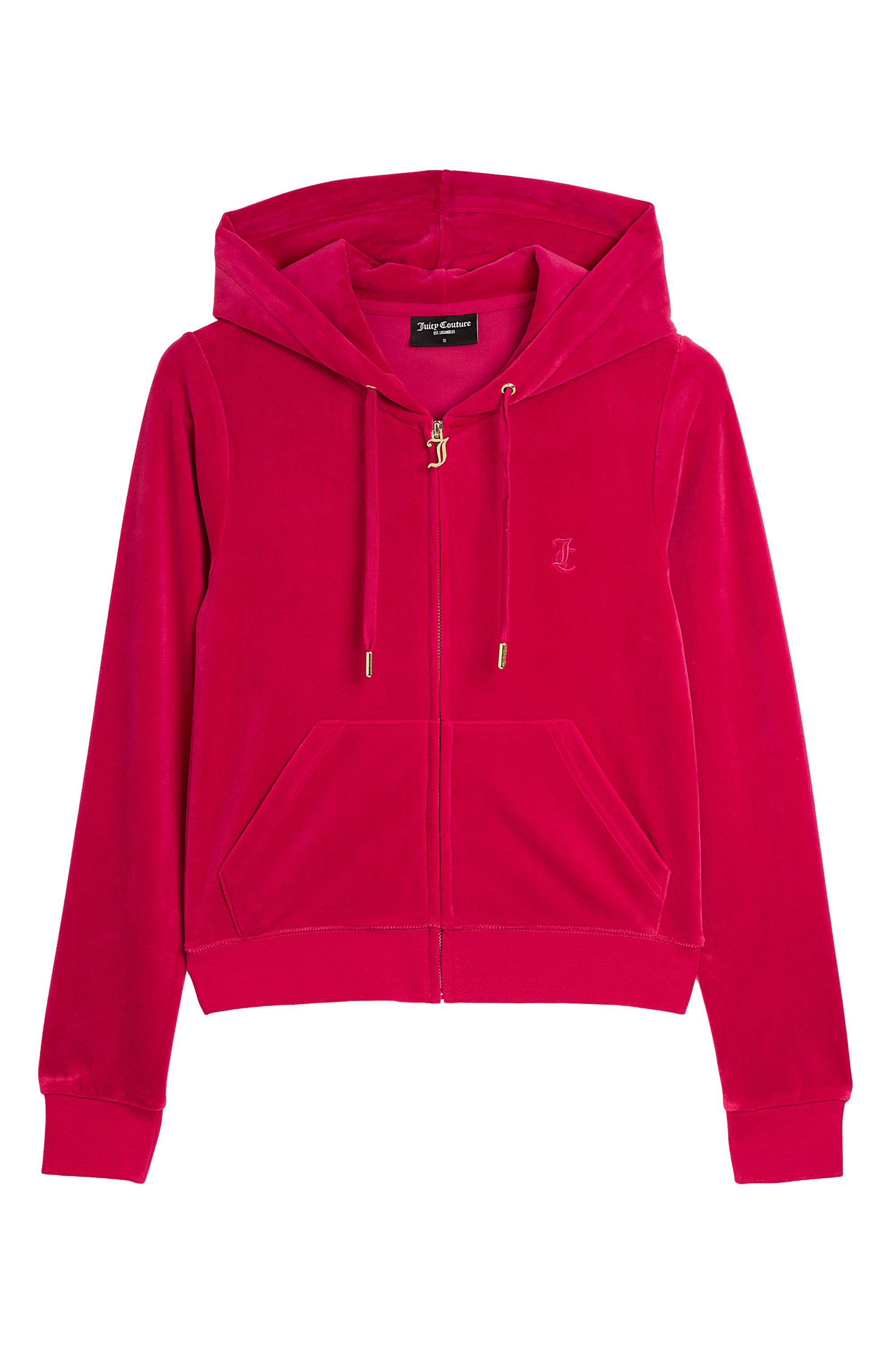 Juicy Couture Kapuzennickijacke ROBERTSON HOODIE GOLD HARDWARE. Damen Trainingsjacke Damen, Sweatjacke mit Kapuze, Velour, mit Glitzer, Sale