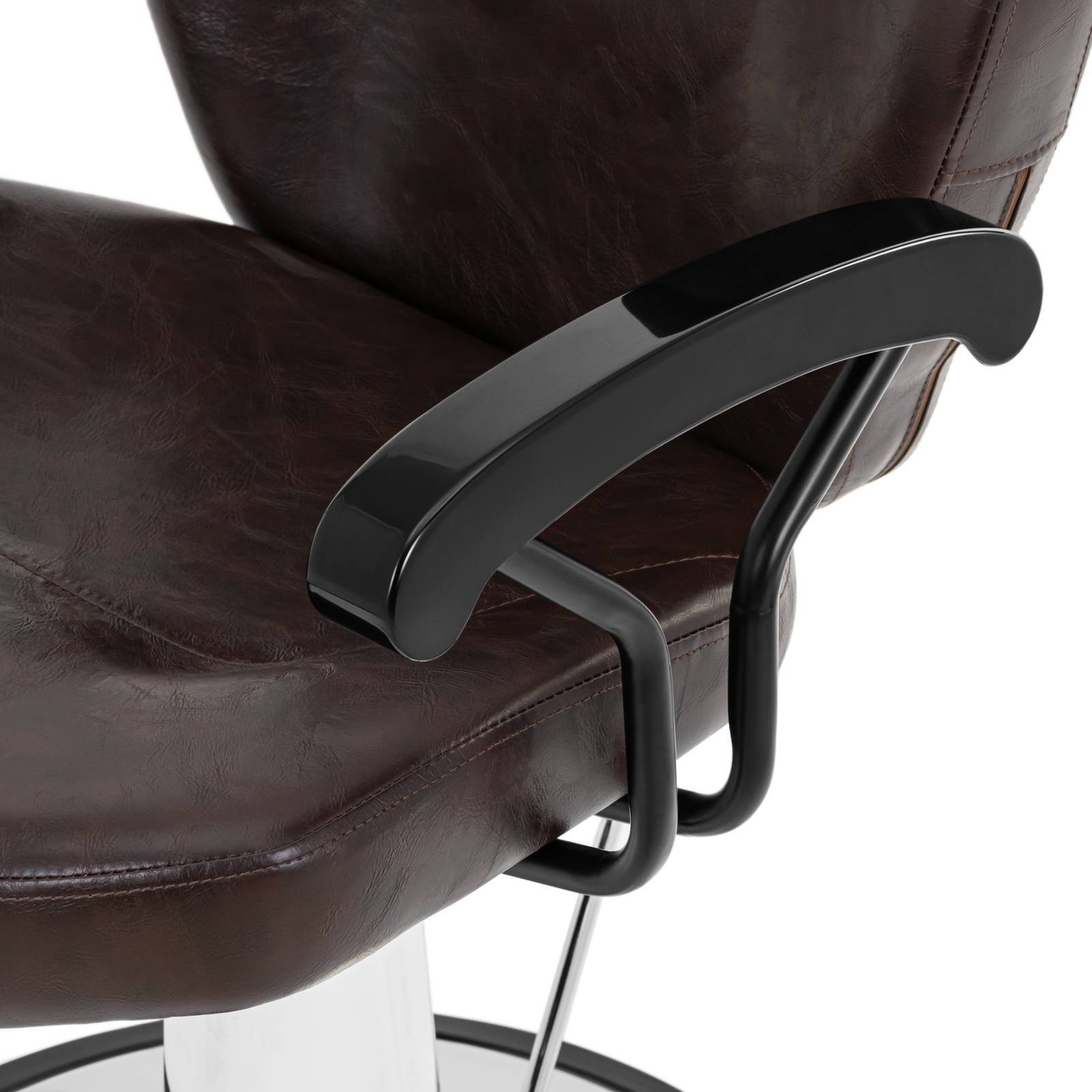 Physa Armlehnstuhl Friseurstuhl mit Fußstütze höhenverstellbar Barber-Stuhl 150 kg Braun, Braun – Bild 3 von 5