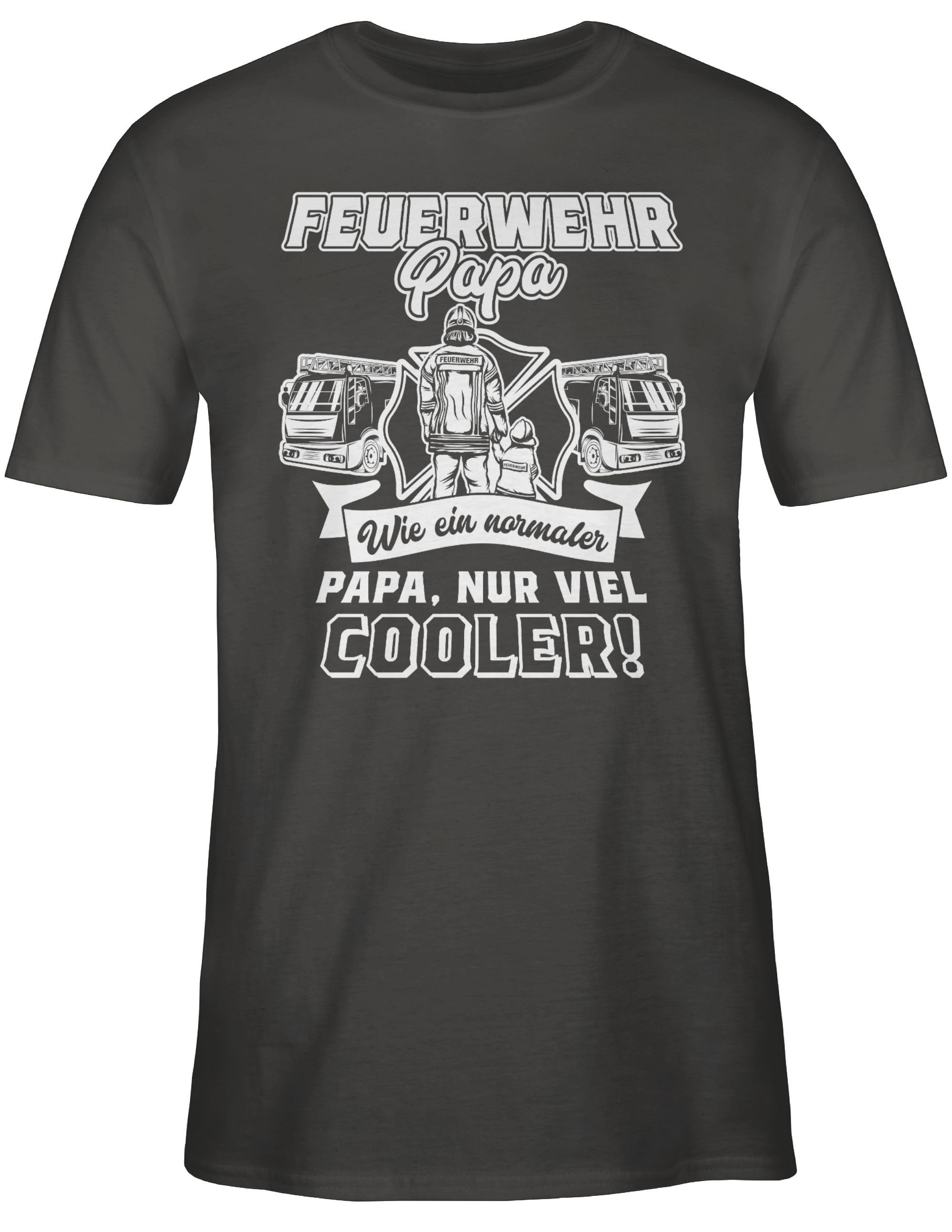 T-Shirt Feuerwehr Papa wie ein normaler Papa nur cooler Weiß
