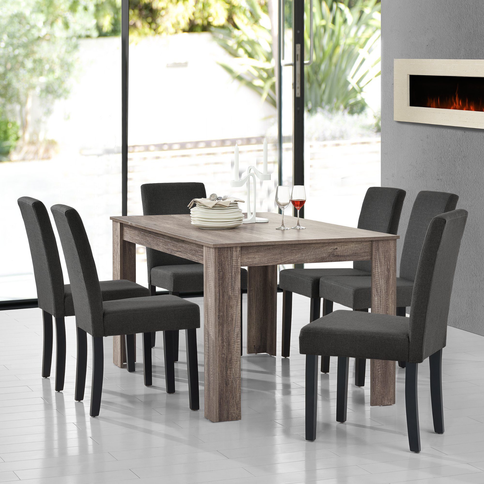 en.casa Essgruppe, (Set, 7-tlg., Esstisch mit günstig online kaufen