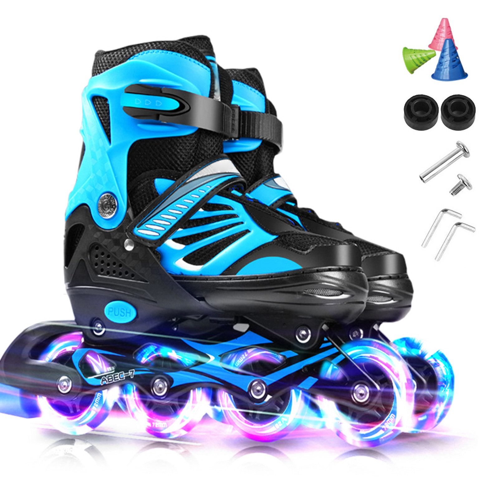 GARRYFIZH Inlineskates Verstellbar Inliner für Kinder, Leucht Inline Skates Rollschuhe, Größenverstellbar, Beleuchtete Rollen, Verschleißfeste PU-Rollen