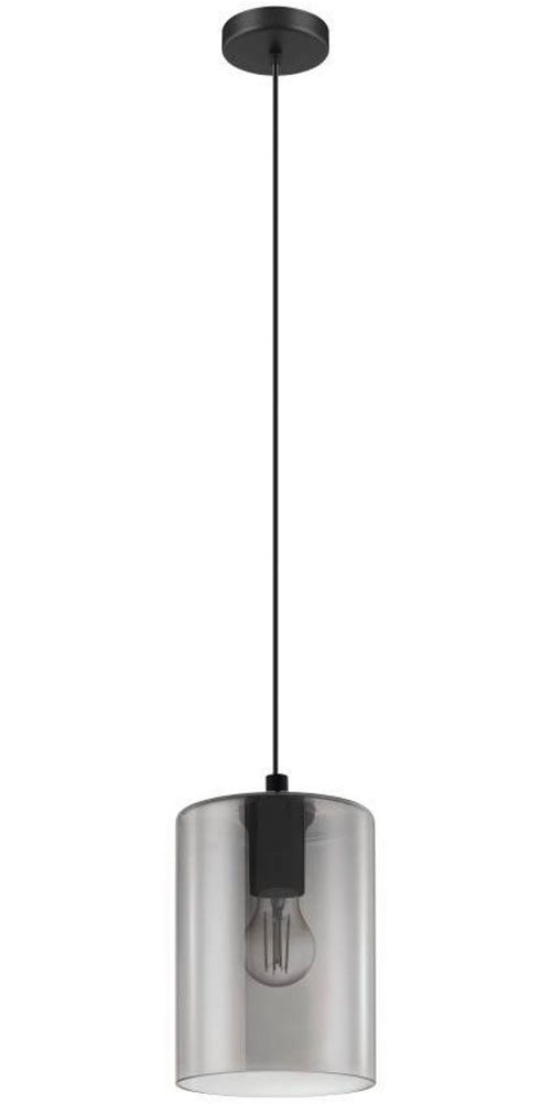 EGLO Pendelleuchte CADAQUES 1 Pendellampe, schwarz, Rauchglas, Hängelampe, günstig online kaufen