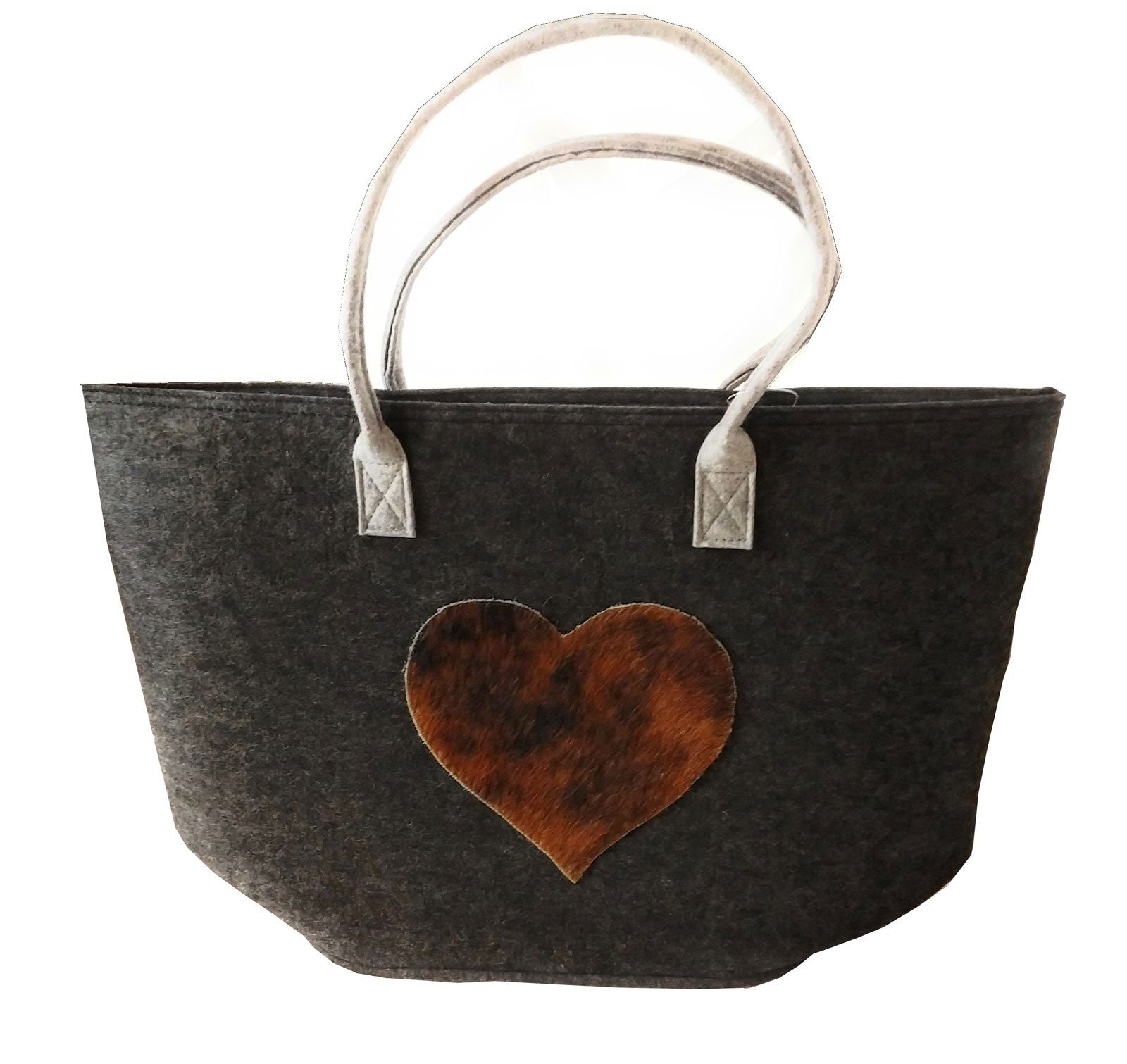 Steinnacher Bärbel Shopper Filztasche mit Kuhfellherz