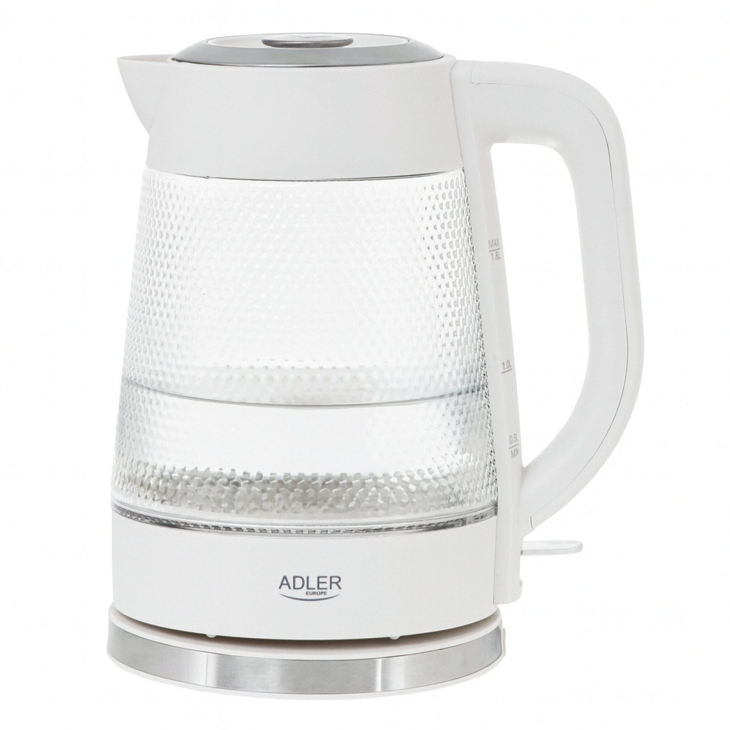 Adler Wasserkocher AD 1306 Glas-Wasserkocher 1,8 L, 2200 W, LED-Beleuchtung - Weiß, 1,8 l, 2200 W