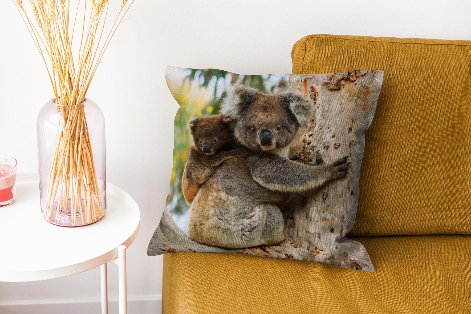 MuchoWow Dekokissen Koalas - Kind - Deko, Schlafzimmer, - Sofakissen - für Zierkissen Füllung Wohzimmer, - mit Baum Kinder Junge Mädchen