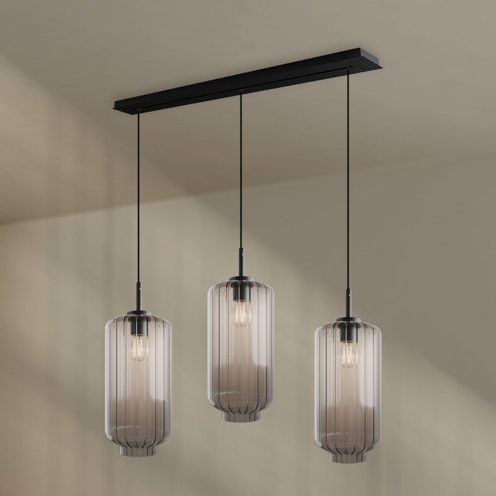 s.luce Pendelleuchte Velo Esstisch-Pendelleuchte 3-flg 120cm Ø 18cm Klar