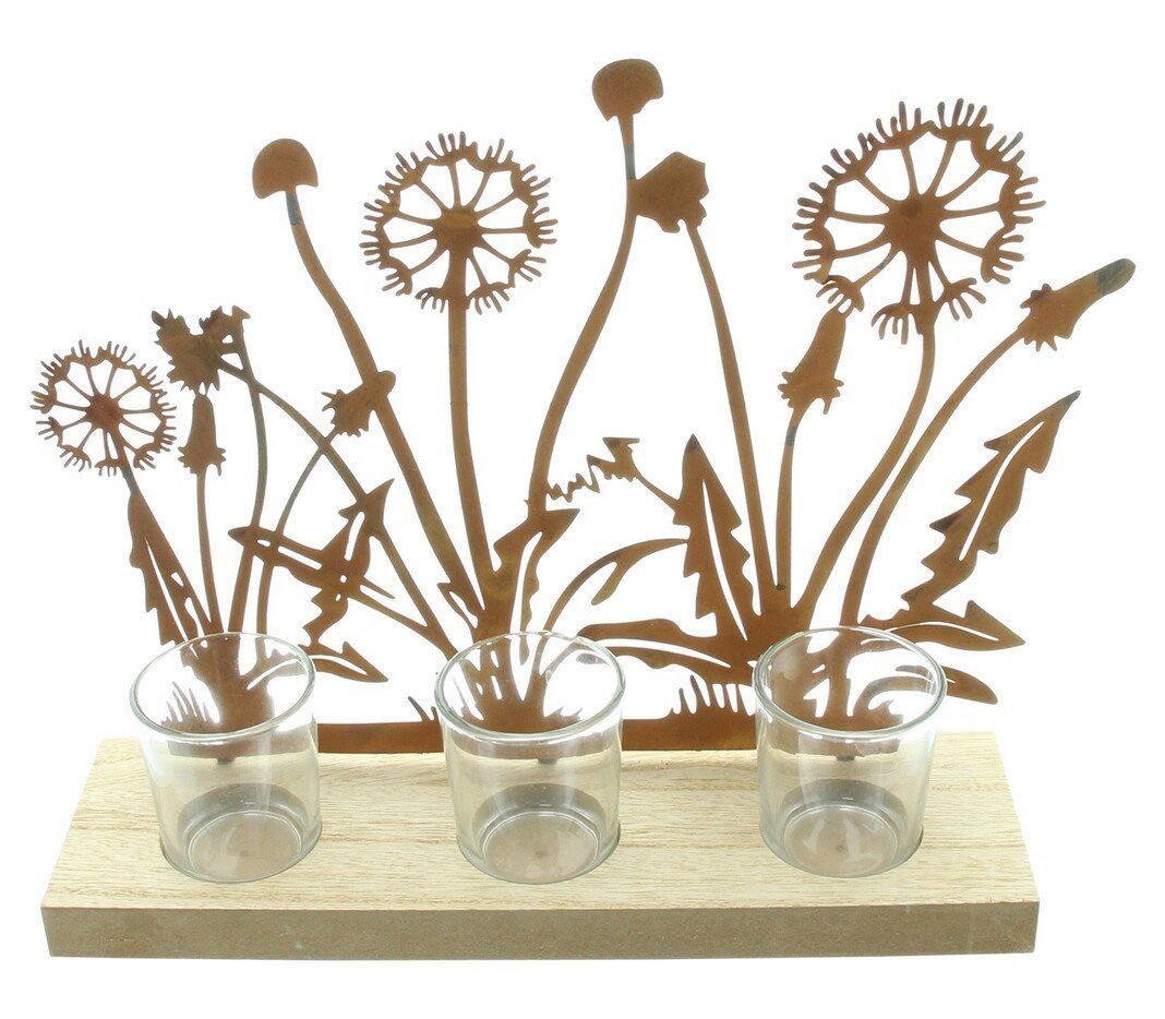 Home-trends24.de Windlicht Windlicht Wiese Metall Rost Deko Frühling Osterdeko Holz Tischdeko