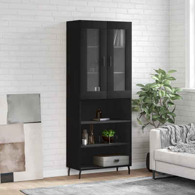 furnicato Sideboard Highboard Schwarz 69,5x34x180 cm Holzwerkstoff