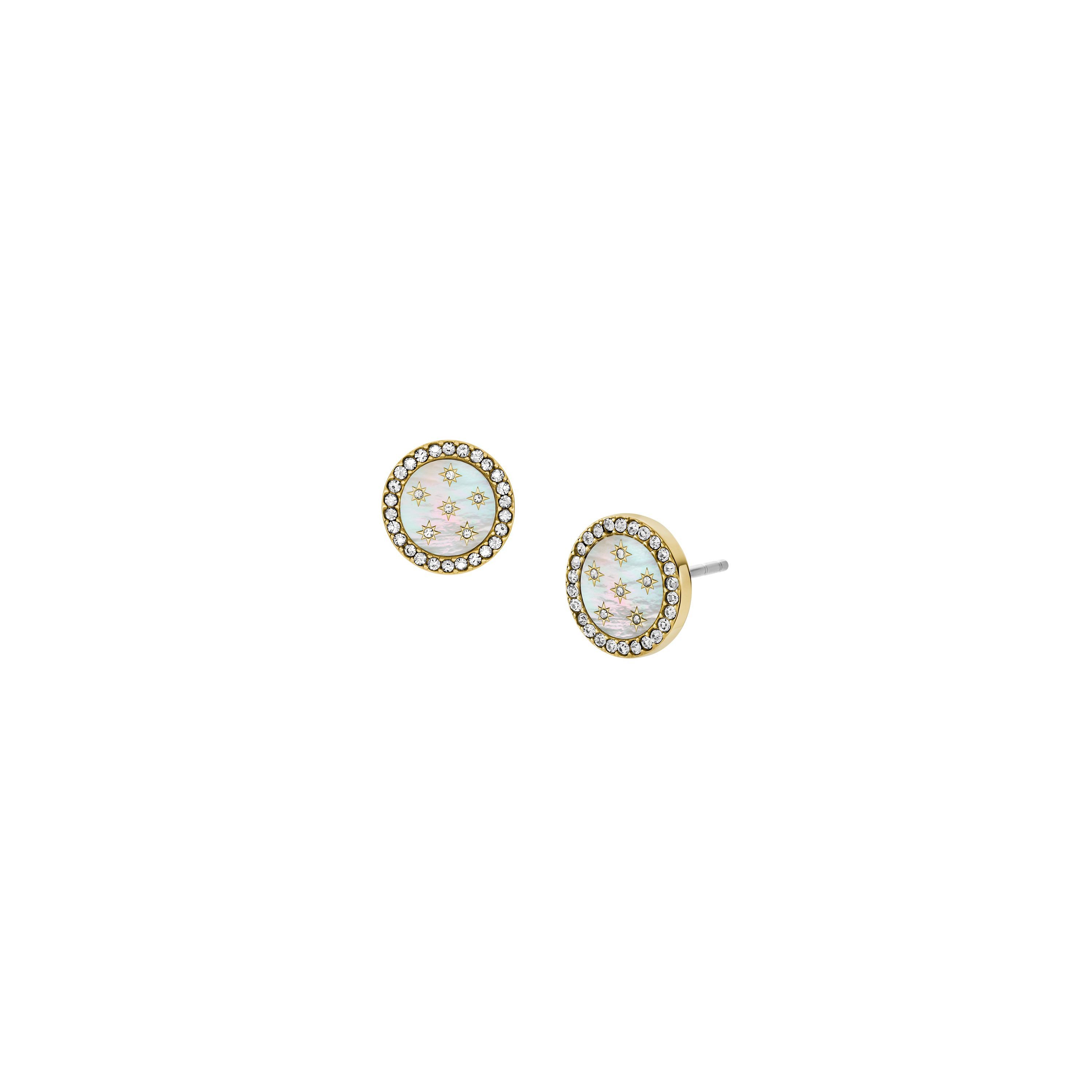 Fossil Paar Ohrstecker Schmuck Geschenk Edelstahl JEWELRY, mit Glasstein - mit Perlmutt