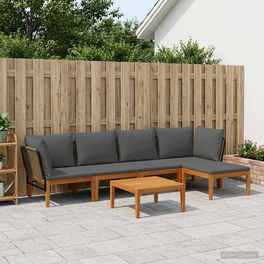 vidaXL Sofaelement 6 Stk. Massives nholz & Seil Natur (6 St)