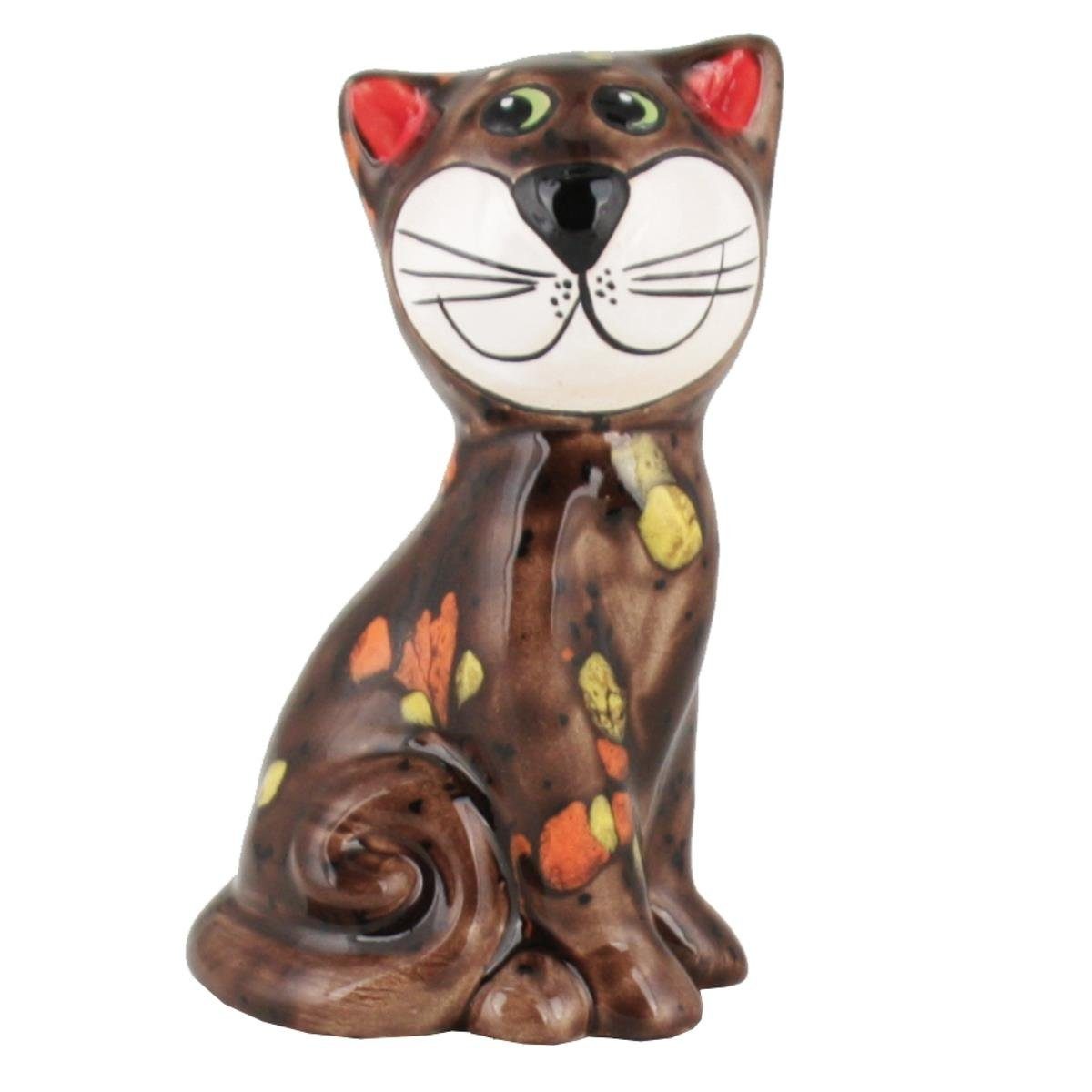 Tangoo Gartenfigur Tangoo Keramik-Katze sitzend braun glänzend ca 14cm H, (Stück)