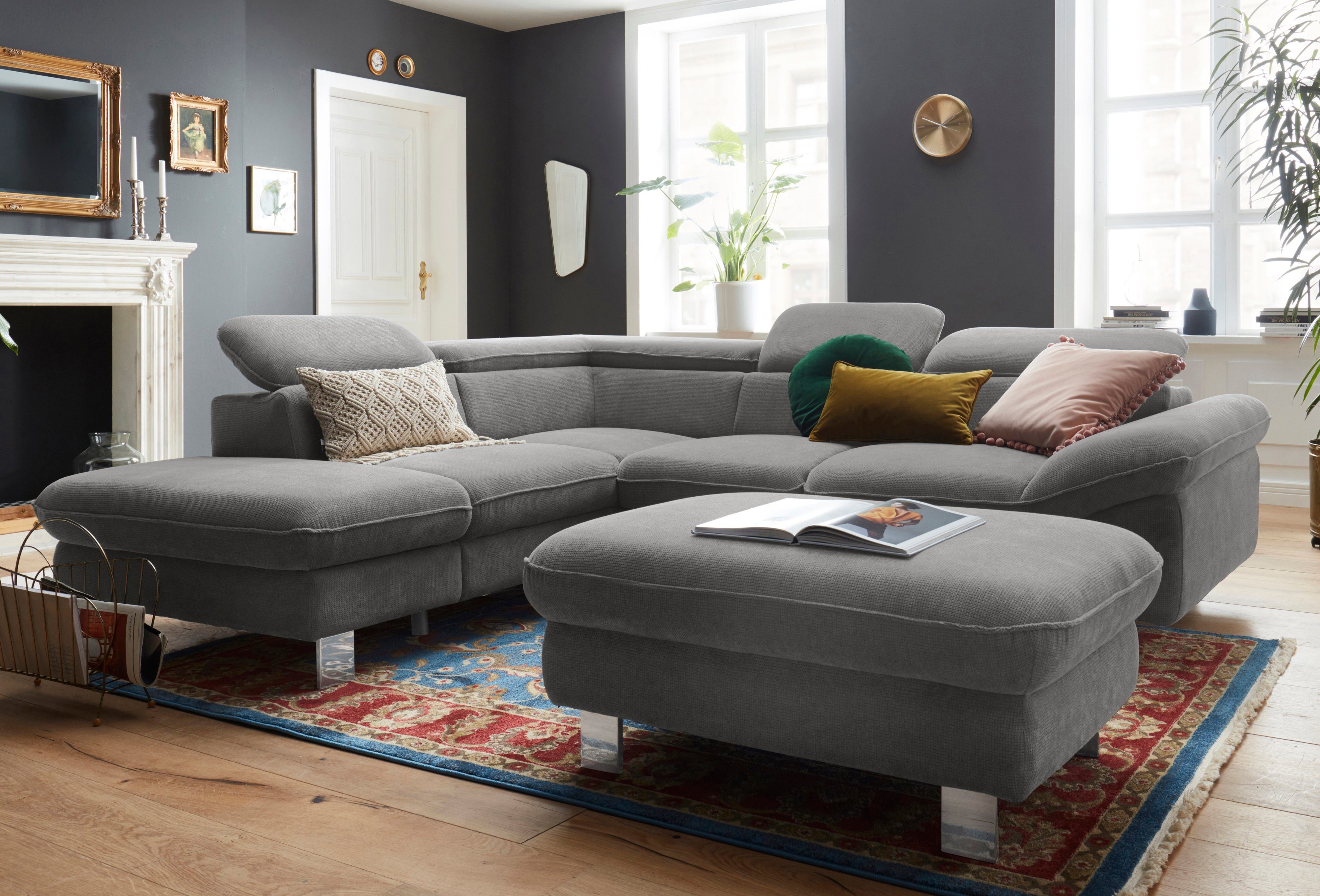 COTTA Polstergarnitur Driver L-Form, (Set, 2-tlg), Set bestehend aus: Ecksofa mit Kopfteilverstellung & Hocker