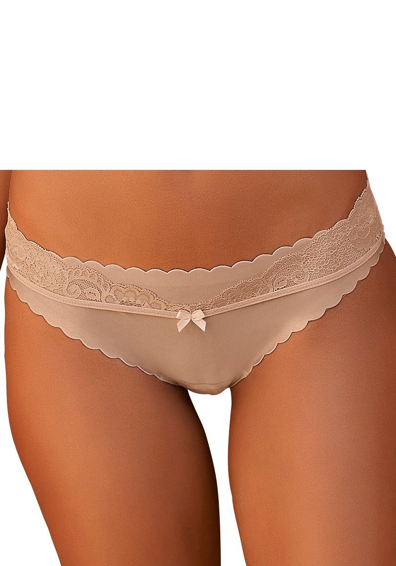 LASCANA Bikinislip mit extra flachen Kanten und feiner Spitze