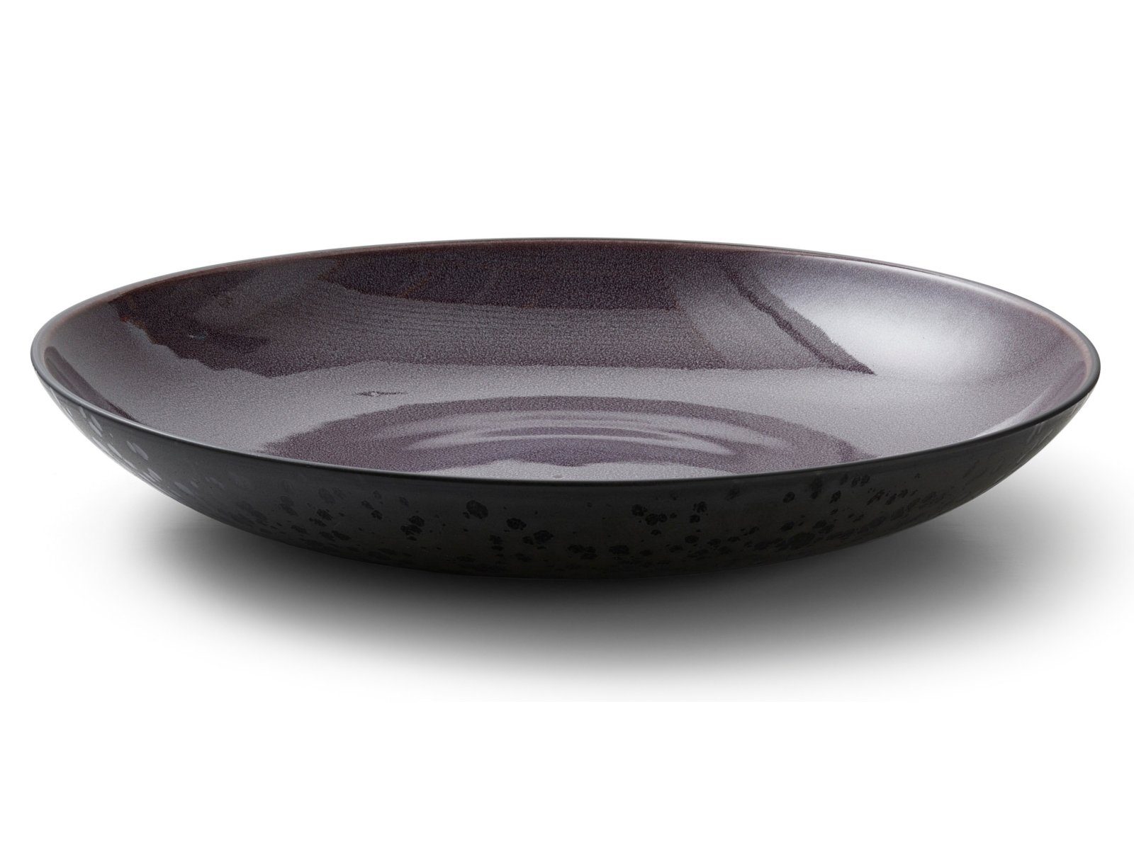 Bitz Schale Schale matt black / shiny lilac 40 cm, Steinzeug, (Schüsseln & Schalen), Servierplatte rund 40 cm Steinzeug Schwarz/Lila