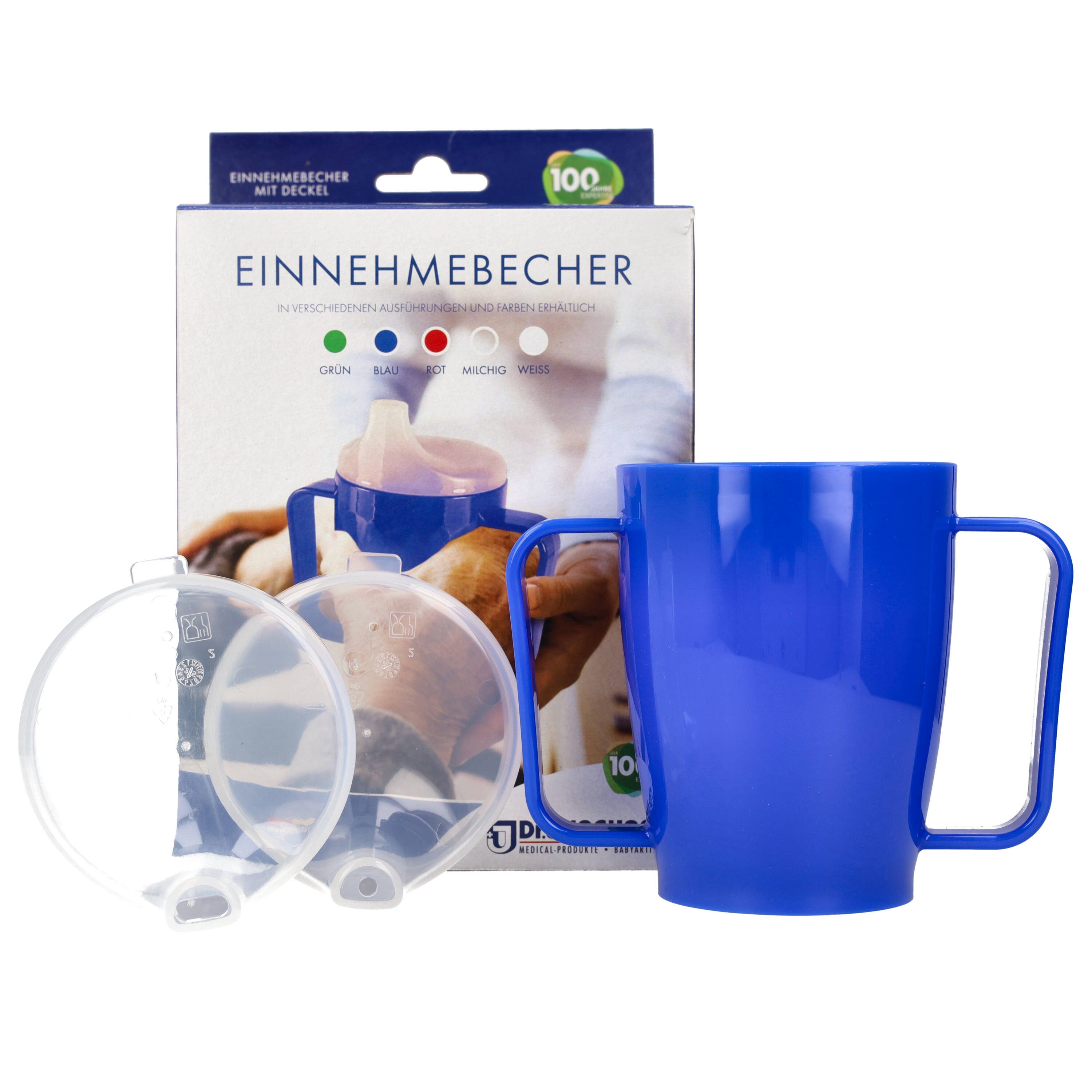 Dr. Junghans Medical GmbH Schnabelbecher Dr.Junghans Schnabelbecher 2 Griffe, 2 Deckel, blau, Polypropylen, 2 Deckel mit 4mm / 12mm Öffnungen