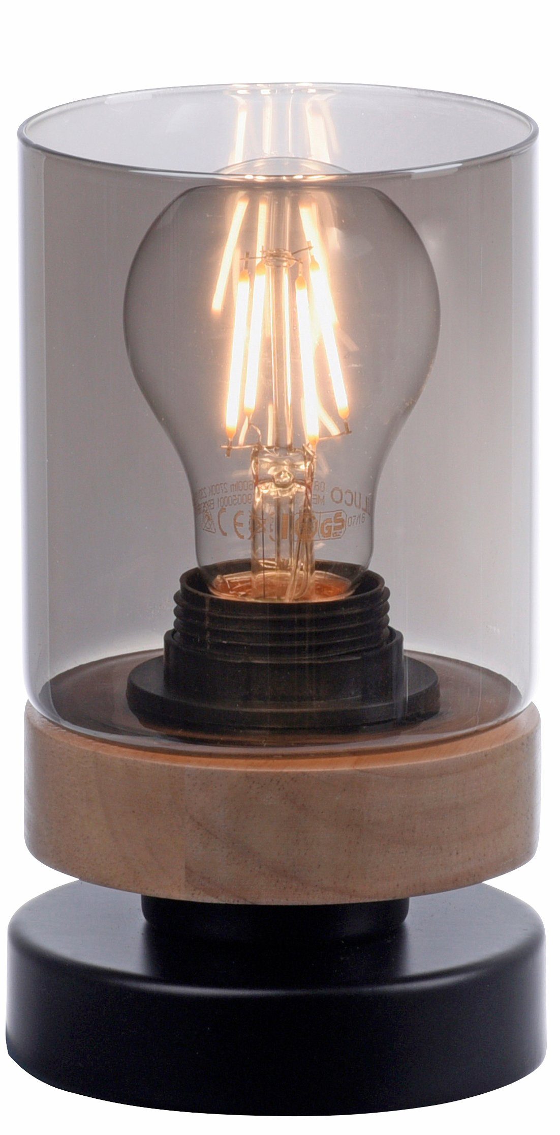 Tischlampe, geeignet für Holz, Tendon, E27 ohne Rauchglas, affaire Leuchtmittel, Home Glas, Tischleuchte Leuchtmittel -