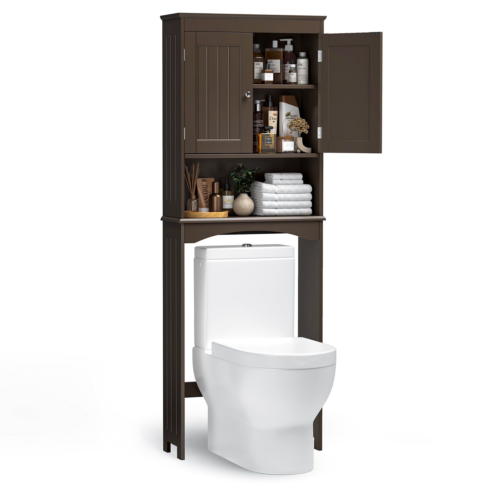 Bealife Badregal Toilettenschrank, mit Braun Ablagen, 60x23x167cm