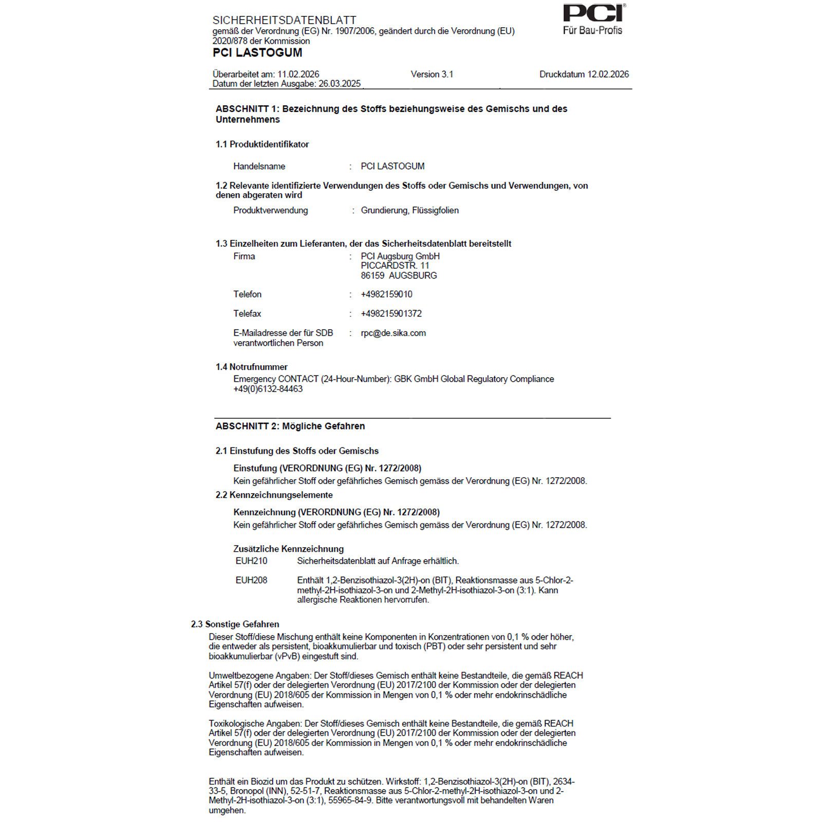PCI Dichtstoff Lastogum - 8 Kg