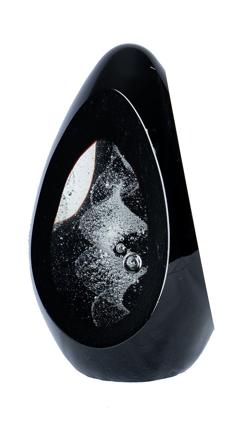 Levandeo® Skulptur, Design Glas Skulptur H15cm Schwarz Weiß Kunst Unikat Briefbeschwerer