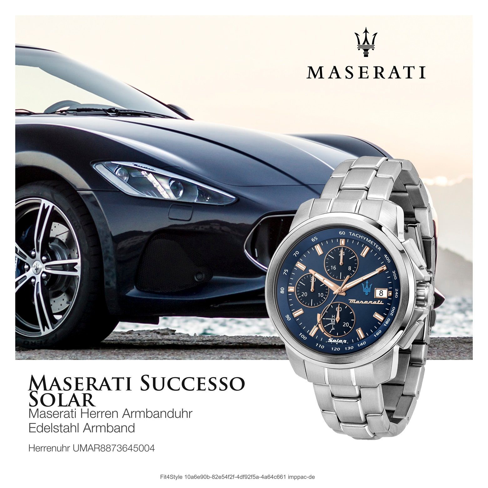44mm) groß Made-In (ca. Herren Italy Maserati Chronograph rund, MASERATI Herrenuhr Edelstahlarmband, Chronograph, silber