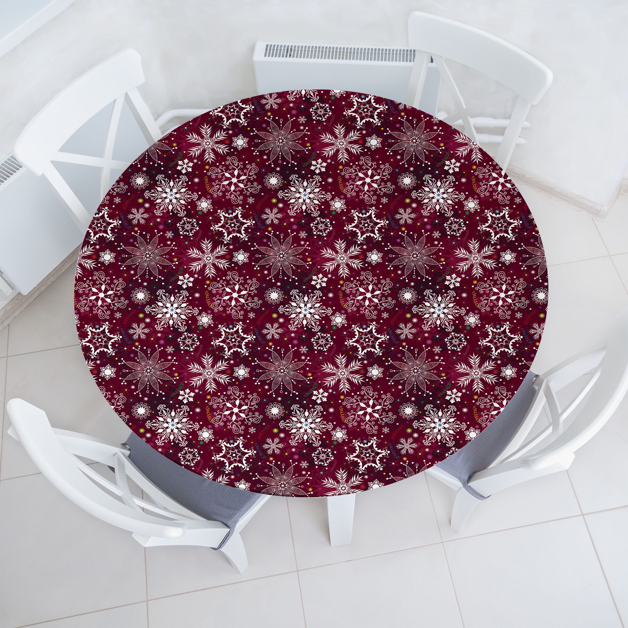 Abakuhaus Tischdecke Rundum-elastische Stofftischdecke, Schneeflocke Weihna günstig online kaufen