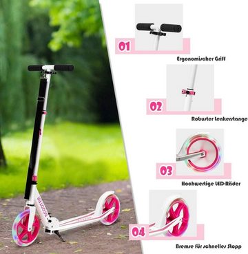 KOMFOTTEU Scooter Kinder, Cityroller, Tretroller, LED-Rädern, ab 10 Jahre