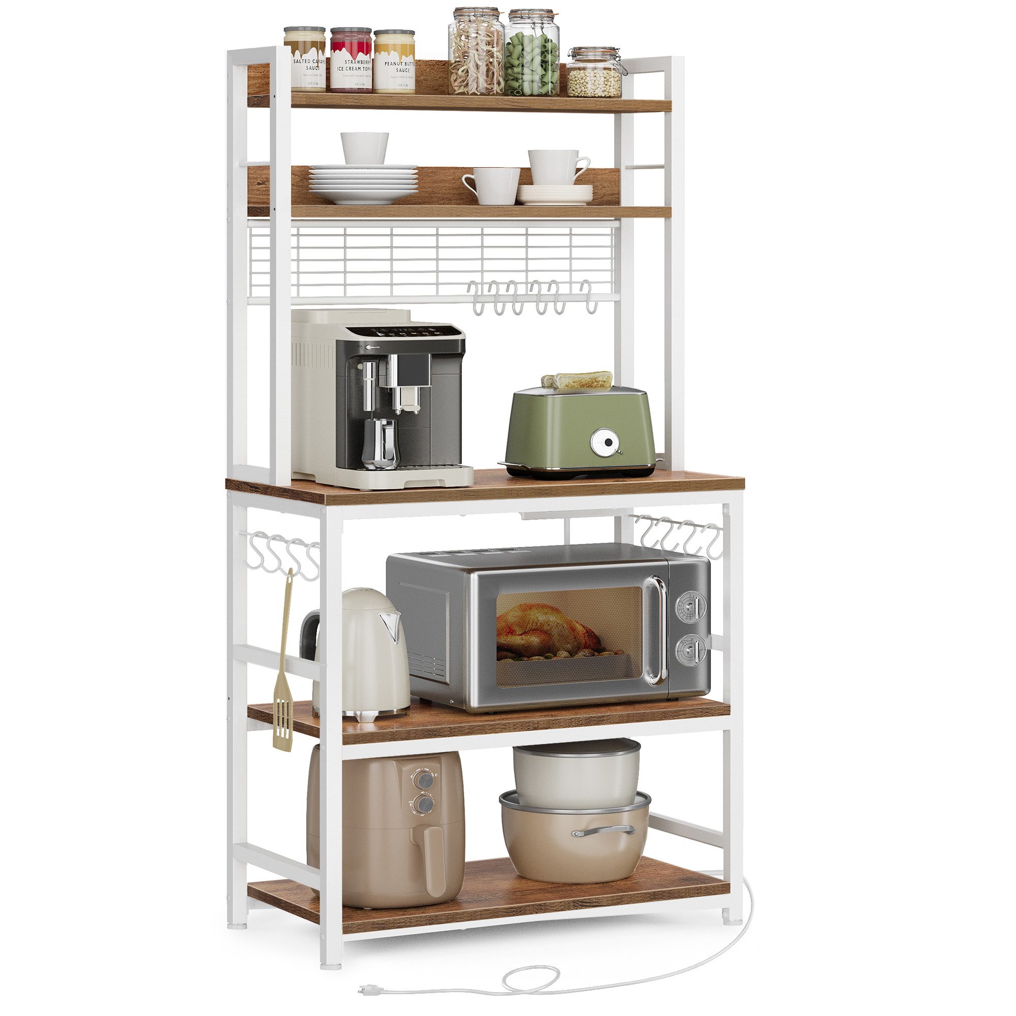 VASAGLE Standregal, Küchenregal mit Steckdosen, 14 Haken, 40 x 80 x 170 cm günstig online kaufen
