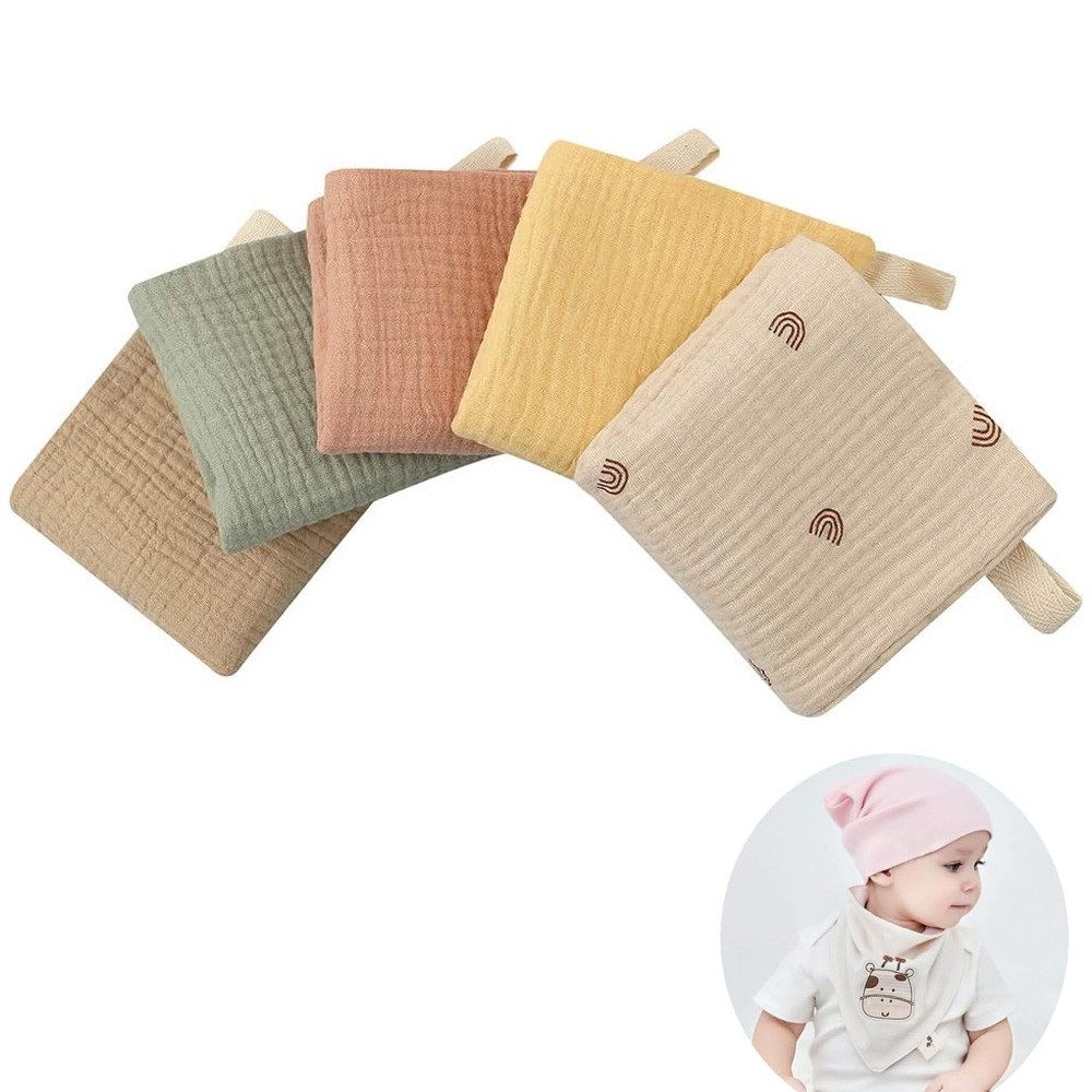 TUWENA Spucktuch 5 Stück Baby Musselin Waschlappen, Handtücher für Neugeborene 23x23cm, (5-tlg), Mehrweg Baby Waschlappen, Zum Füttern Wischen Waschen- Zufällige Farbe
