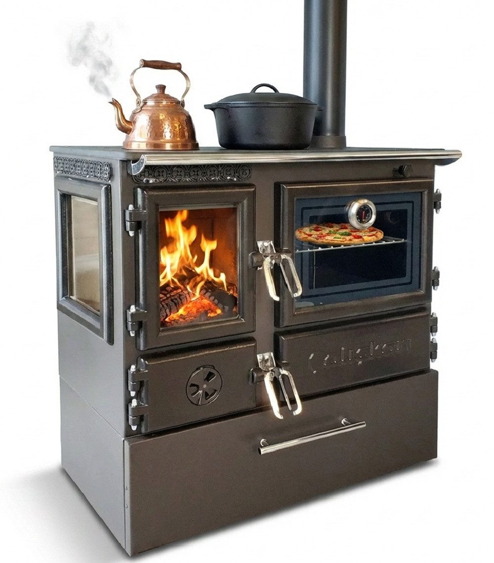 Caliskan Festbrennstoffherd Panorama-Holzherd Modell 214-3D BOX, 6,04 kW