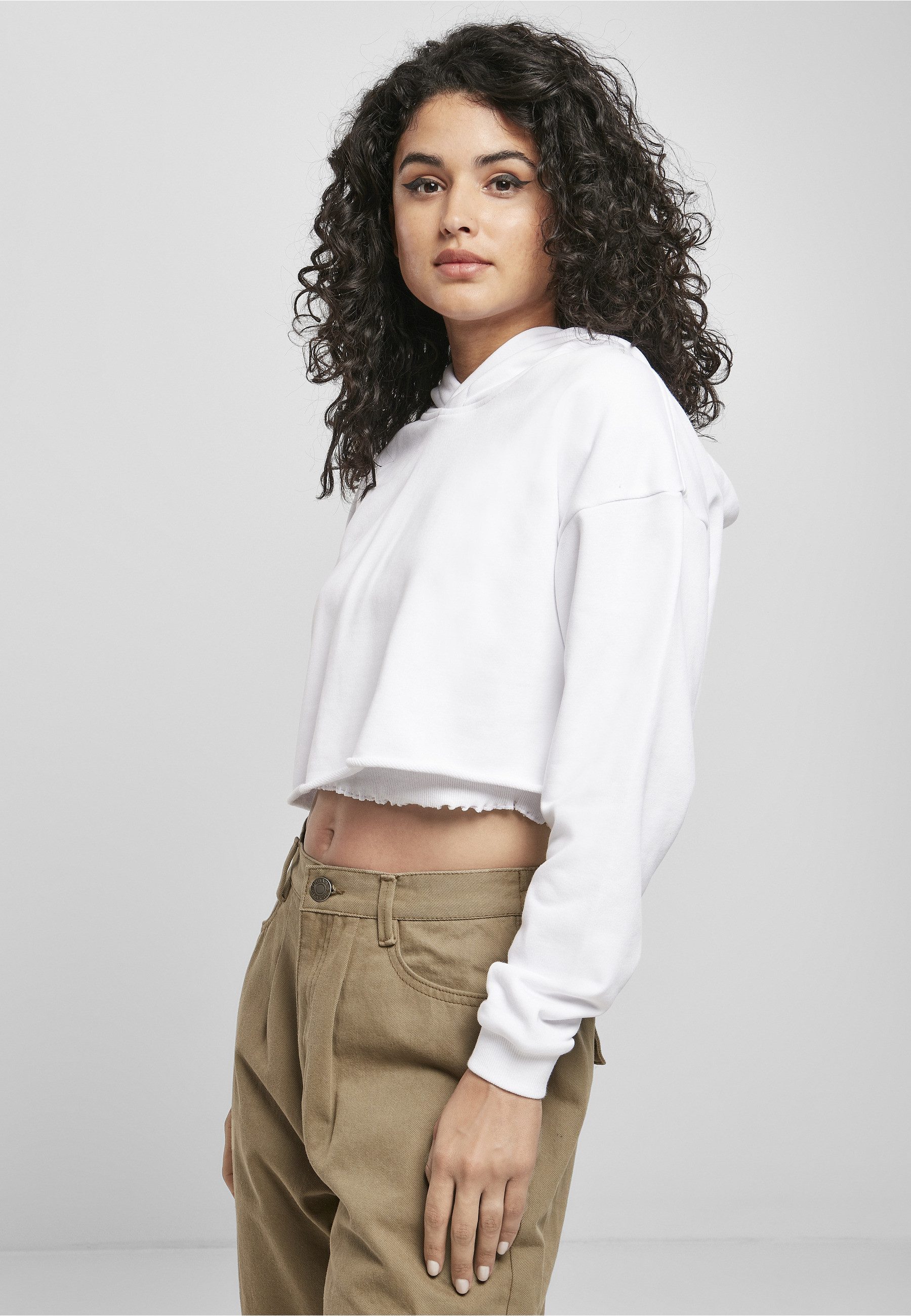 URBAN CLASSICS Sweatshirt Urban Classics Damen Ladies Oversized Cropped Hoody (1-tlg)