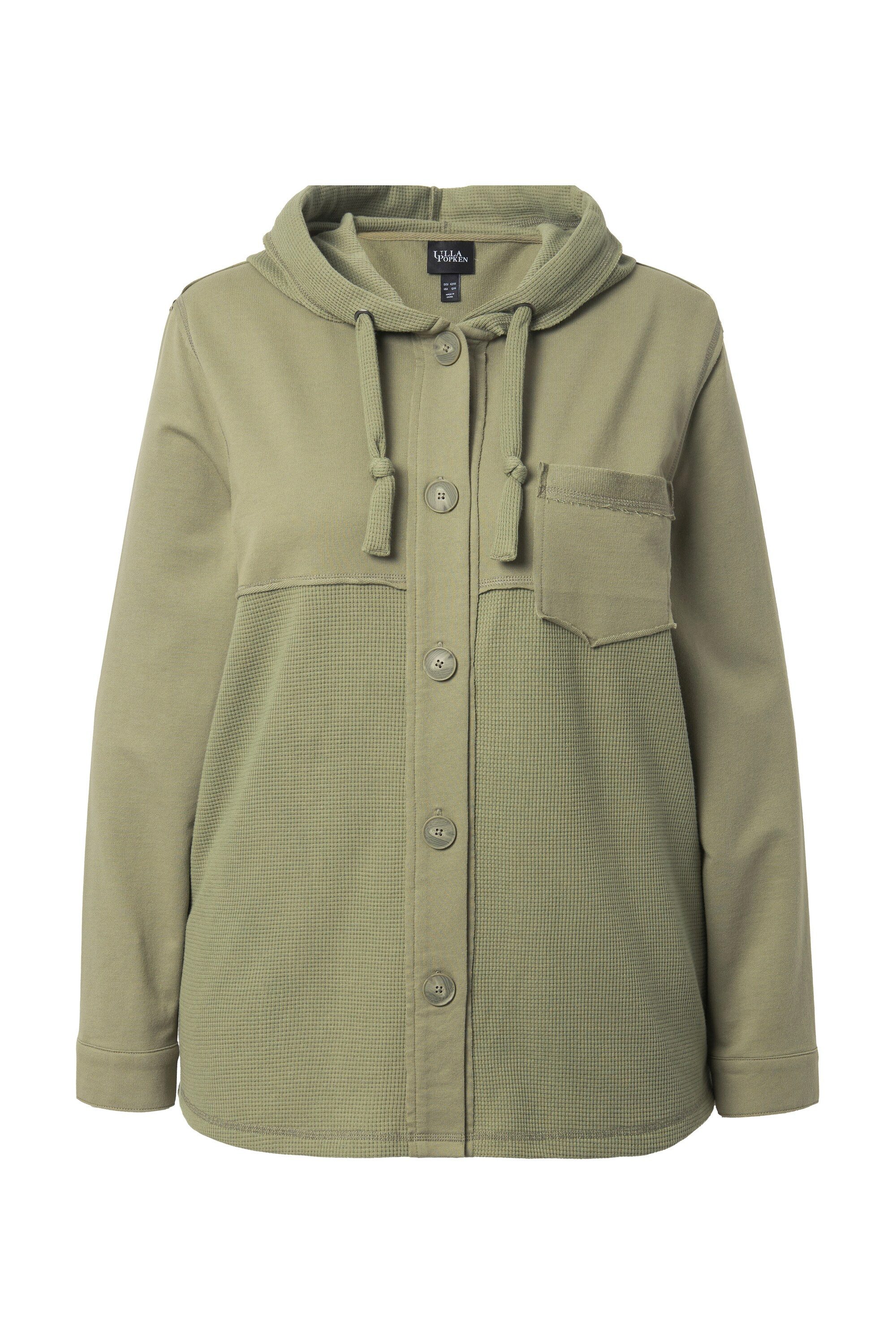 Ulla Popken Sweatjacke Sweatjacke Waffelpiqué Kapuze Langarm günstig online kaufen