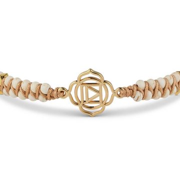 BENAVA Armband Yoga Armband - Howlith Edelstein Perlen mit Lotus Anhänger, Handgemacht