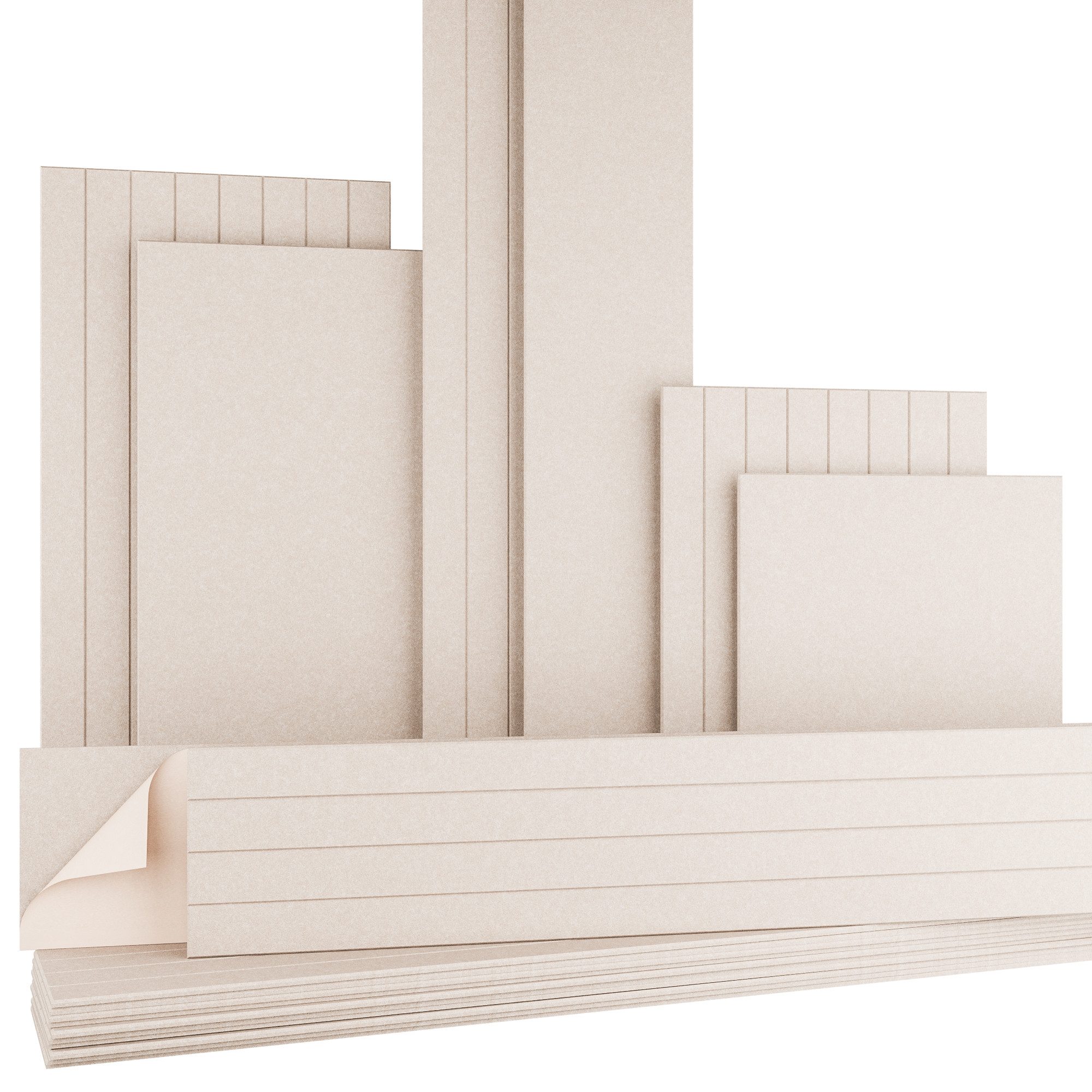 AKUSTIKO Schallschutzpaneel, (2 Stück Akustikpaneele 240x30cm (Beige Lamellen, 1.44m) Filz 9mm Schallschutz Akustikfilz selbstklebend Wandpaneele Schallabsorber, Wandverkleidung Innen Schalldämmung)