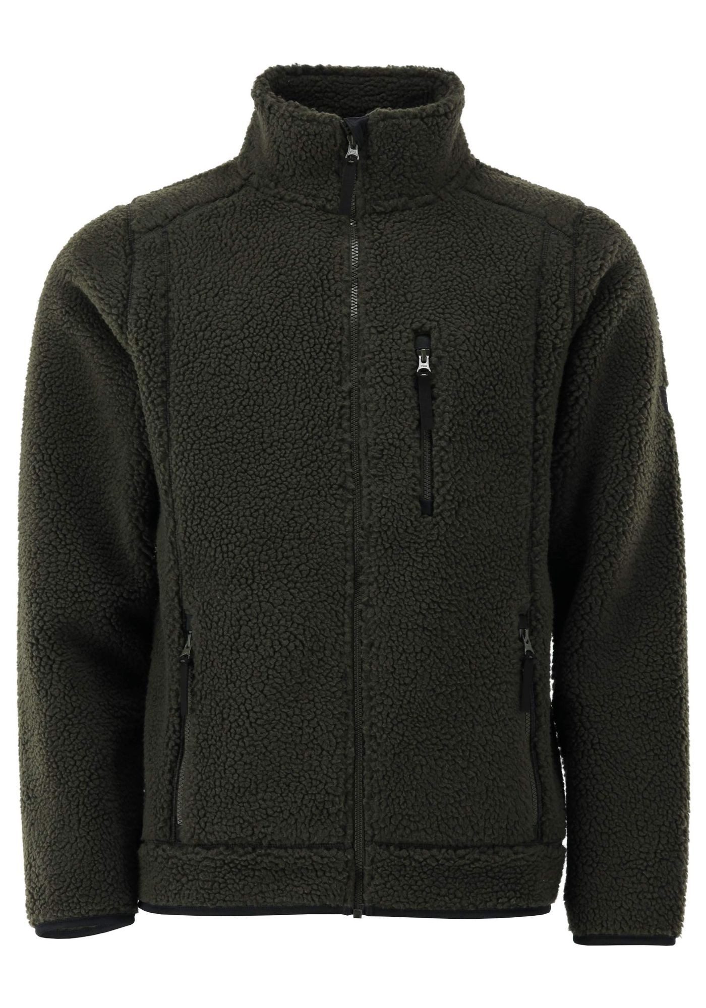 Tom Collins Fleecejacke Tiosat weit geschnitten, hochgeschlossen mit Kapuze, 1/1-Arm, Teddyfleece