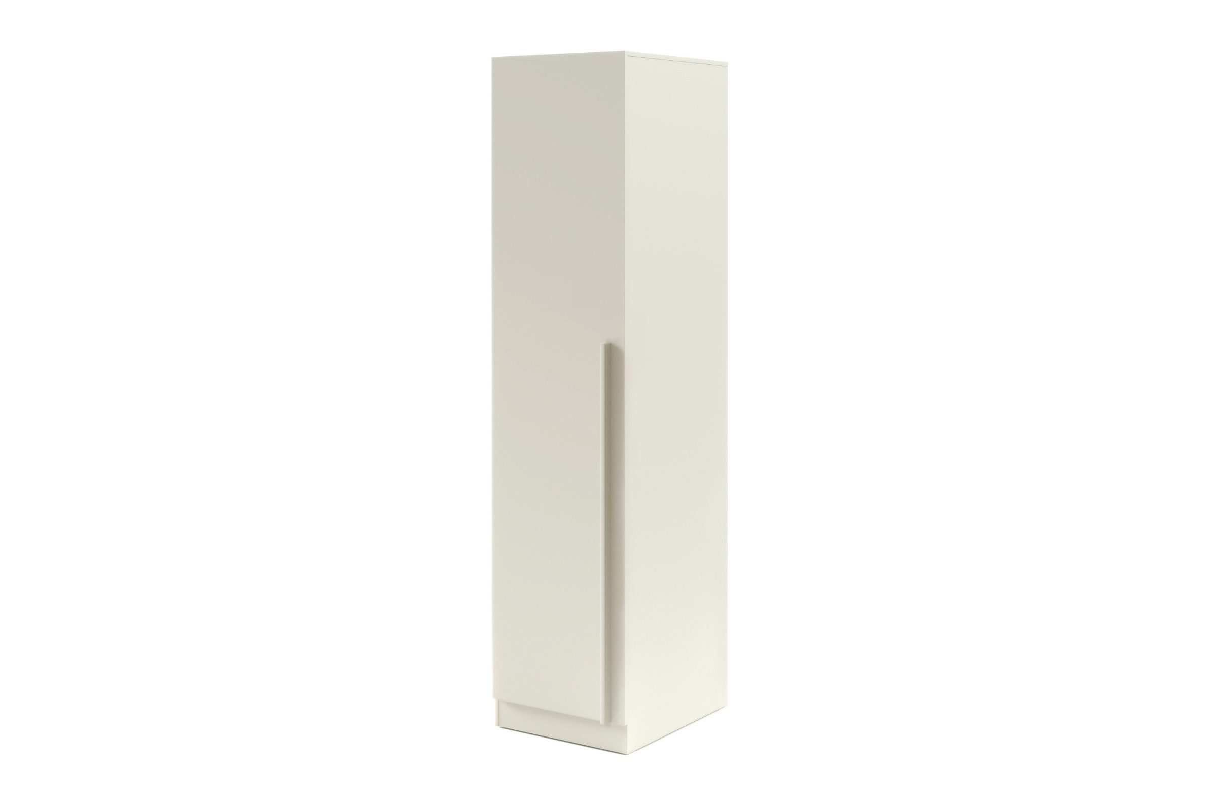 Deine Möbel 24 Kleiderschrank BRISSO BR5 1-türig, Drehtürenschrank, mit Kleiderstange & Einlegeböden (BRISSO - Kollektion, 1-St., ideal für Schlafzimmer, Flur & Ankleidezimmer) in Platingrau matt, Kaschmir matt, Eiche Cremona