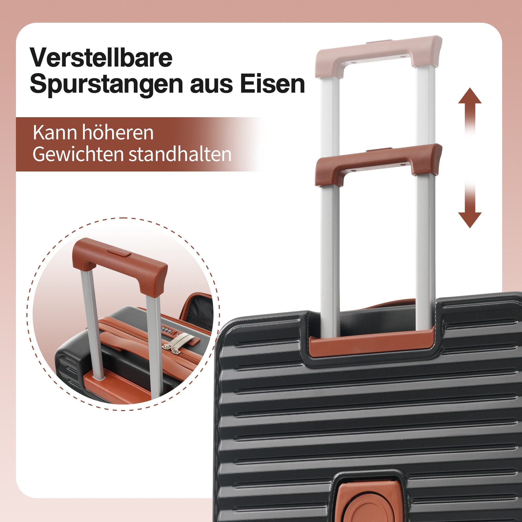 REDOM Hartschalen-Trolley Gepäckset 3-teilig, Front-Öffnungs-Design(M&L), 4 Rollen, mit Front-Öffnung (M,L)