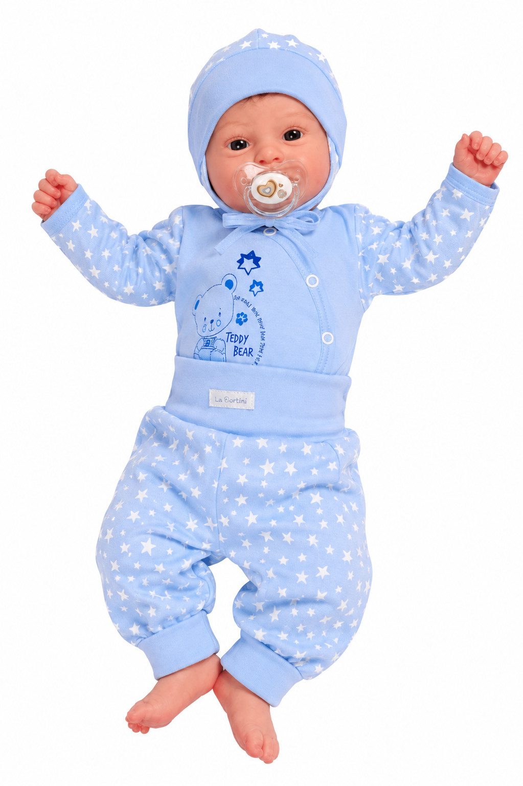 Body & Hose Baby Anzug Wickelbody Mitwachshose Mütze Set in Blau