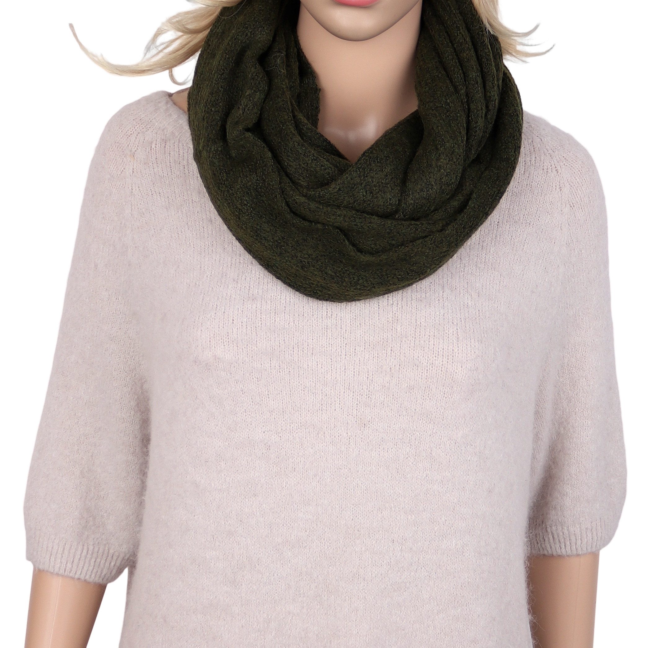 MIRROSI Loop Damen Strick Loopschal 50x70 cm mit Wollanteil, (zweimal um den Hals wickelbar), weicher Rundschal, warmer Winterschal für Herbst & Winter