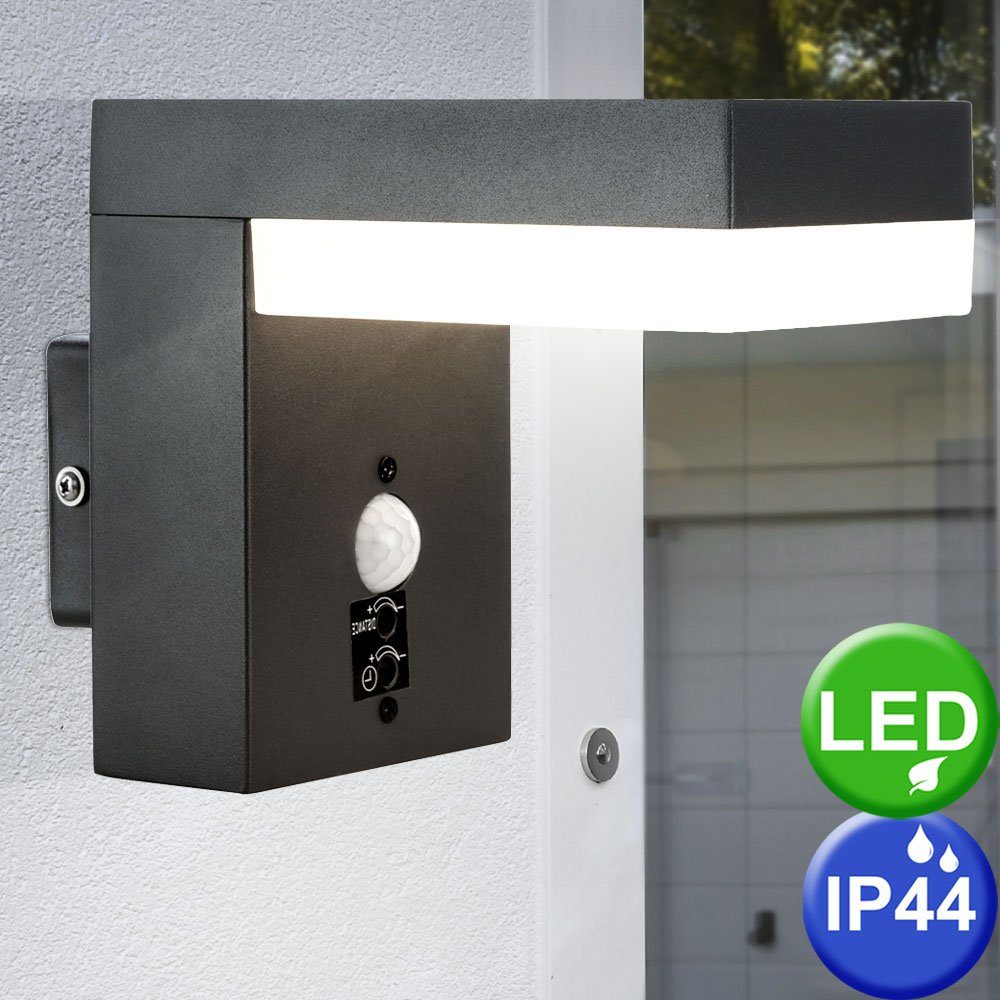 Außen LED-Leuchtmittel Lampe anthrazit Wand fest Leuchte verbaut, Warmweiß, etc-shop Wandleuchte, Park Edelstahl LED Terrassen LED