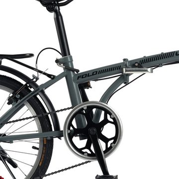 Velors Klapprad 20 Zoll Citybike Klapprad mit Gepäckträger Herren Damen Jungen Mädchen, 7 Gang, Kettenschaltung, faltbar V-Bremse Fahrrad