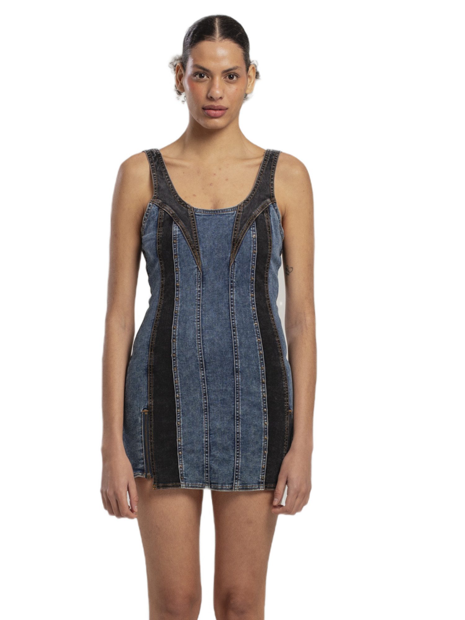 PCFG Babydollkleid FREE HEAVEN ZWEIFARBIGES DENIMKLEID