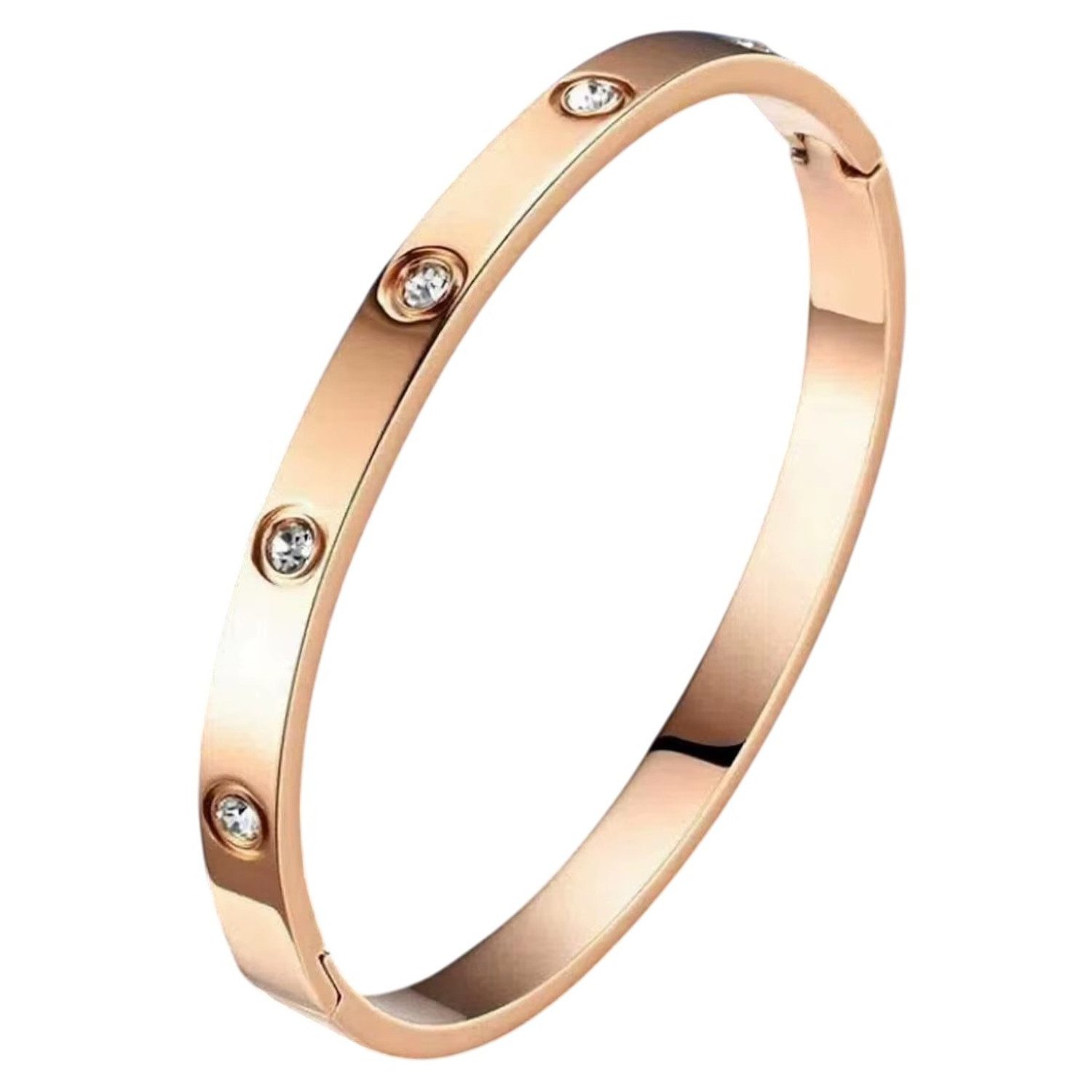 KARMA Armreif Damen Zirkone Roségold modernes Design (hypoallergen wasserfest rostfrei, 1-tlg., Damenschmuck Damenarmreif), PVD beschichtet elegante Geschenkidee