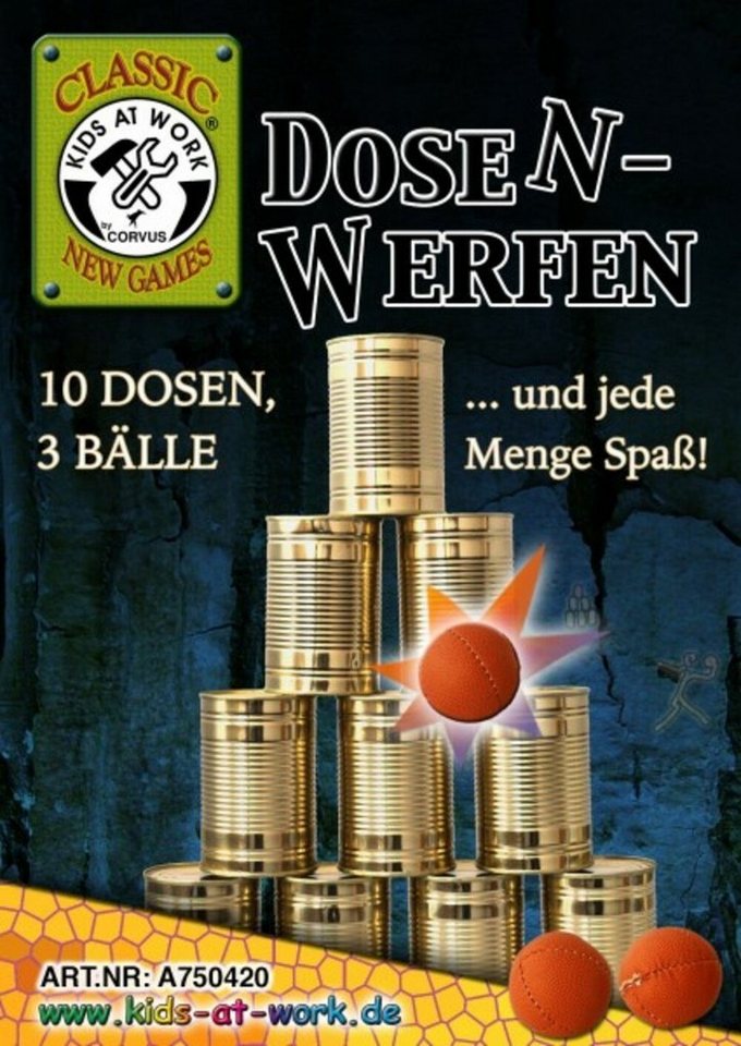 Corvus Experimentierkasten Dosenwerfen mit 10 kleinen Dosen und 3 kleinen Bällen (7 cm)