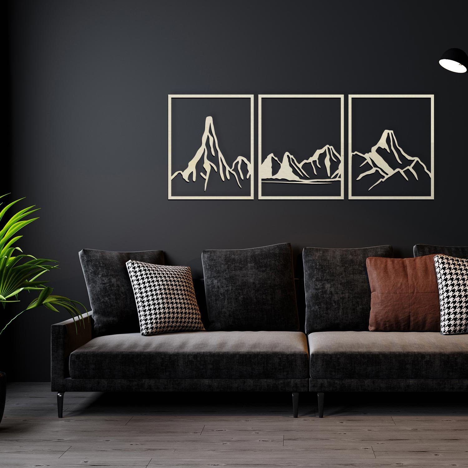 Namofactur Wanddekoobjekt 'Berge' Panel Panorama (3 moderne 3-teilig), Dekor Einzelbildern Wandkunst Wandbild Wand St., 3 Holz Berg Weiß in aus