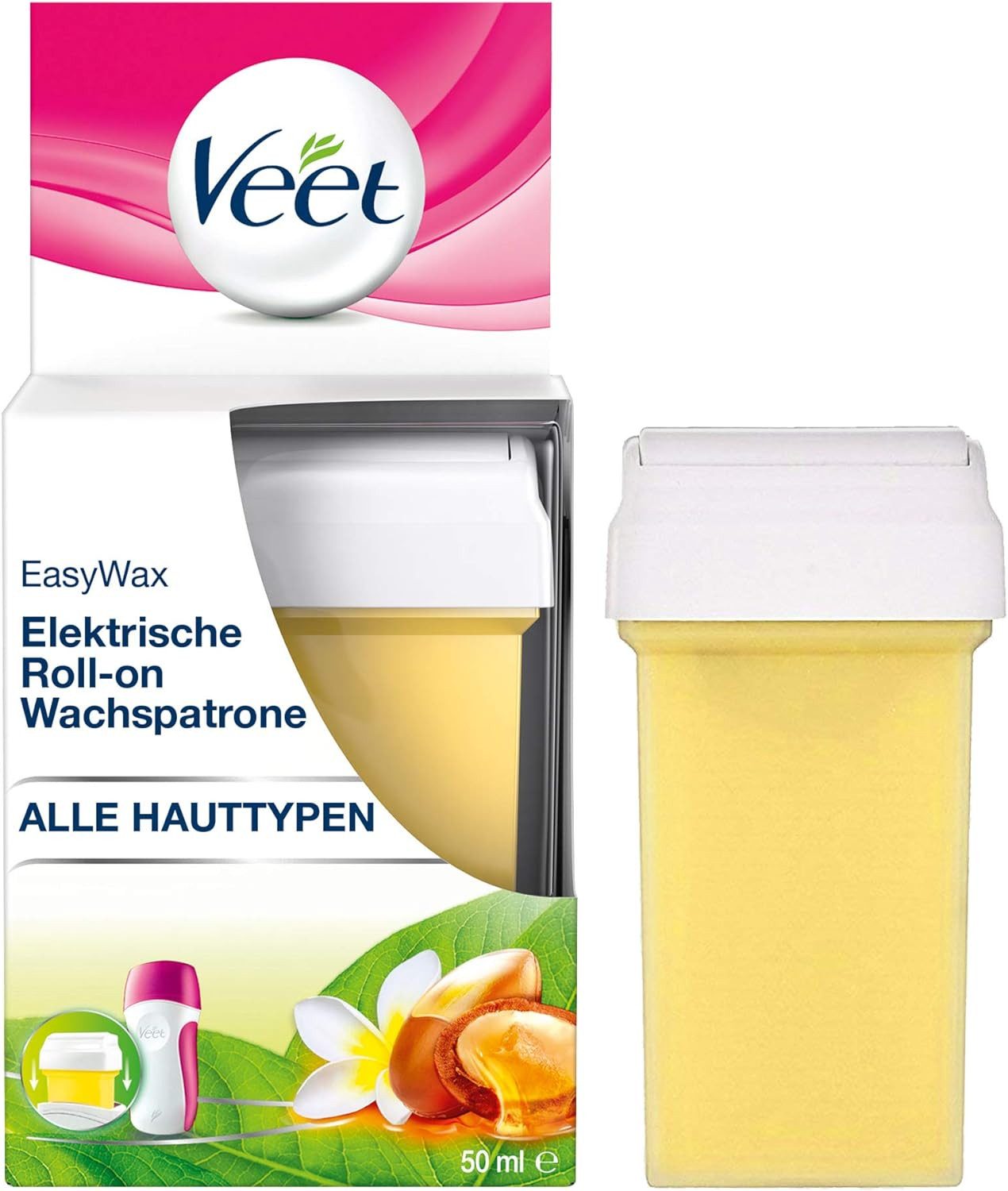 Veet Wachspatrone EasyWax für elektrisches Roll-on Warmwachsgerät, Nachfüllpatrone, 1 St., für normale Haut (50 ml)