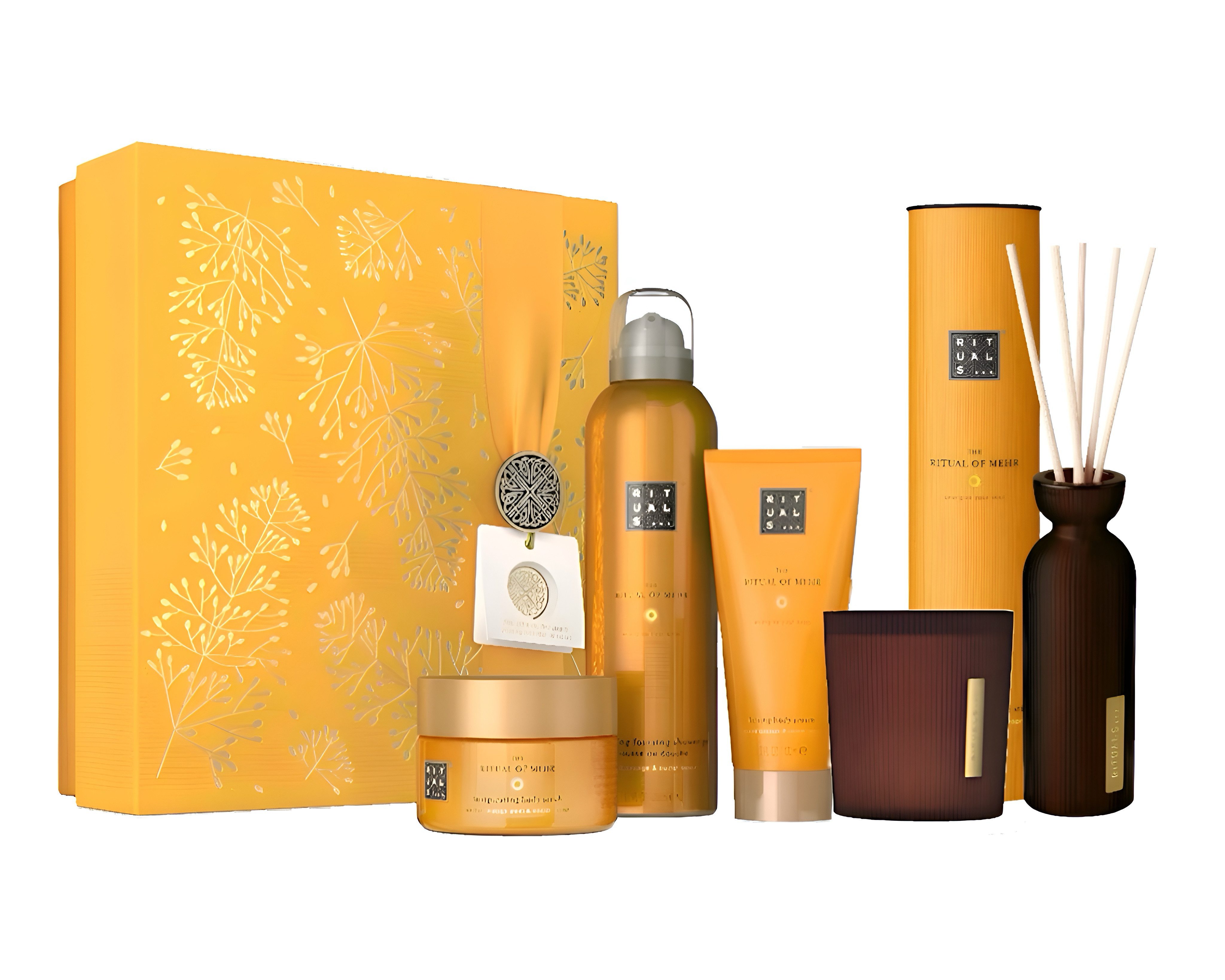 Rituals Pflege-Geschenkset The Ritual of Mehr Special Pflegeset Duftstäbchen Orange & Zedernholz Pflegeset mit Raumduft, 6-tlg., Luxuspflege mit Raumduftwirkung für entspannende Verwöhnmomente