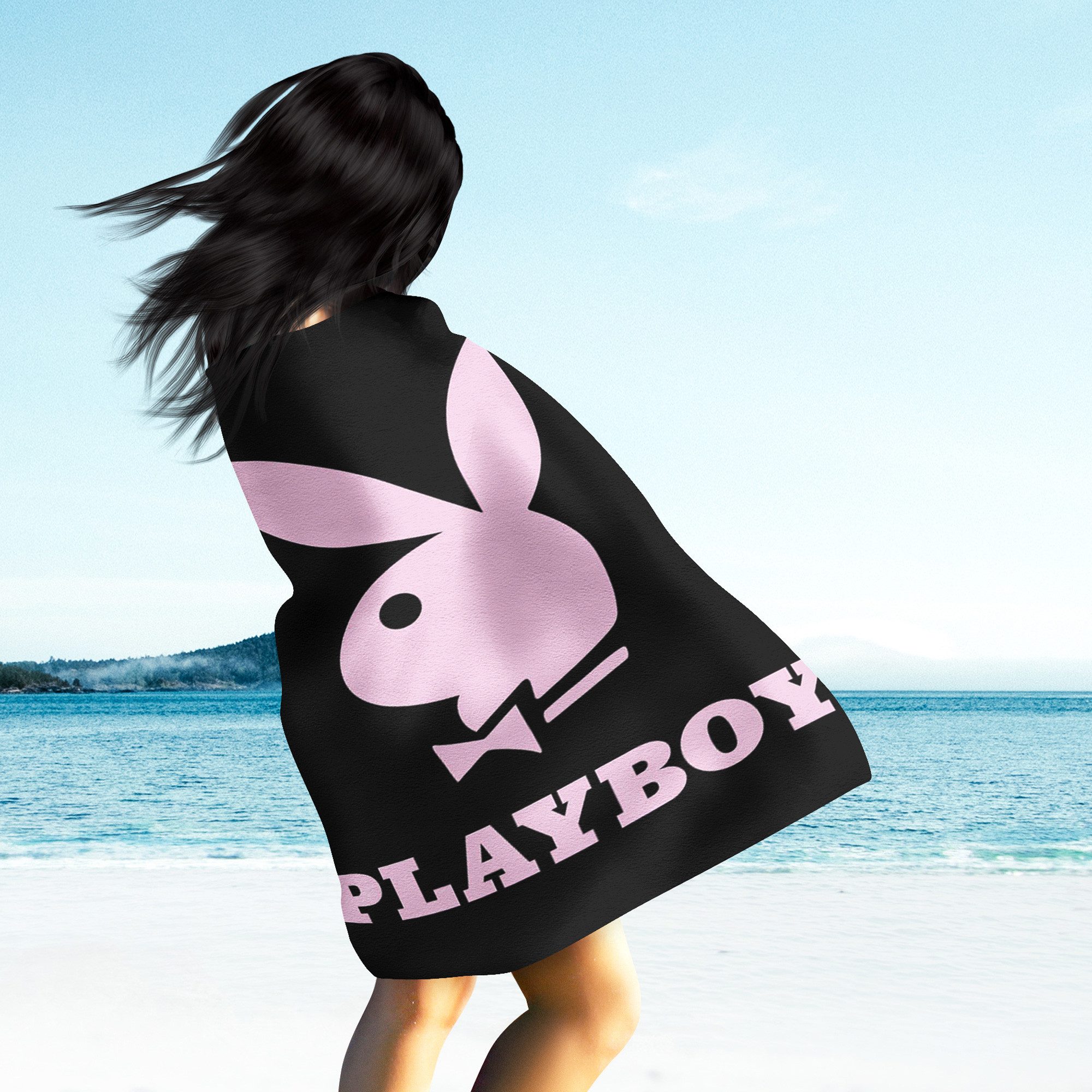 BERONAGE Strandtücher Playboy Badetuch Bunny 70x140 cm, 100% Baumwolle (1-St), Frottee in Velours-Qualität – Bild 4 von 5