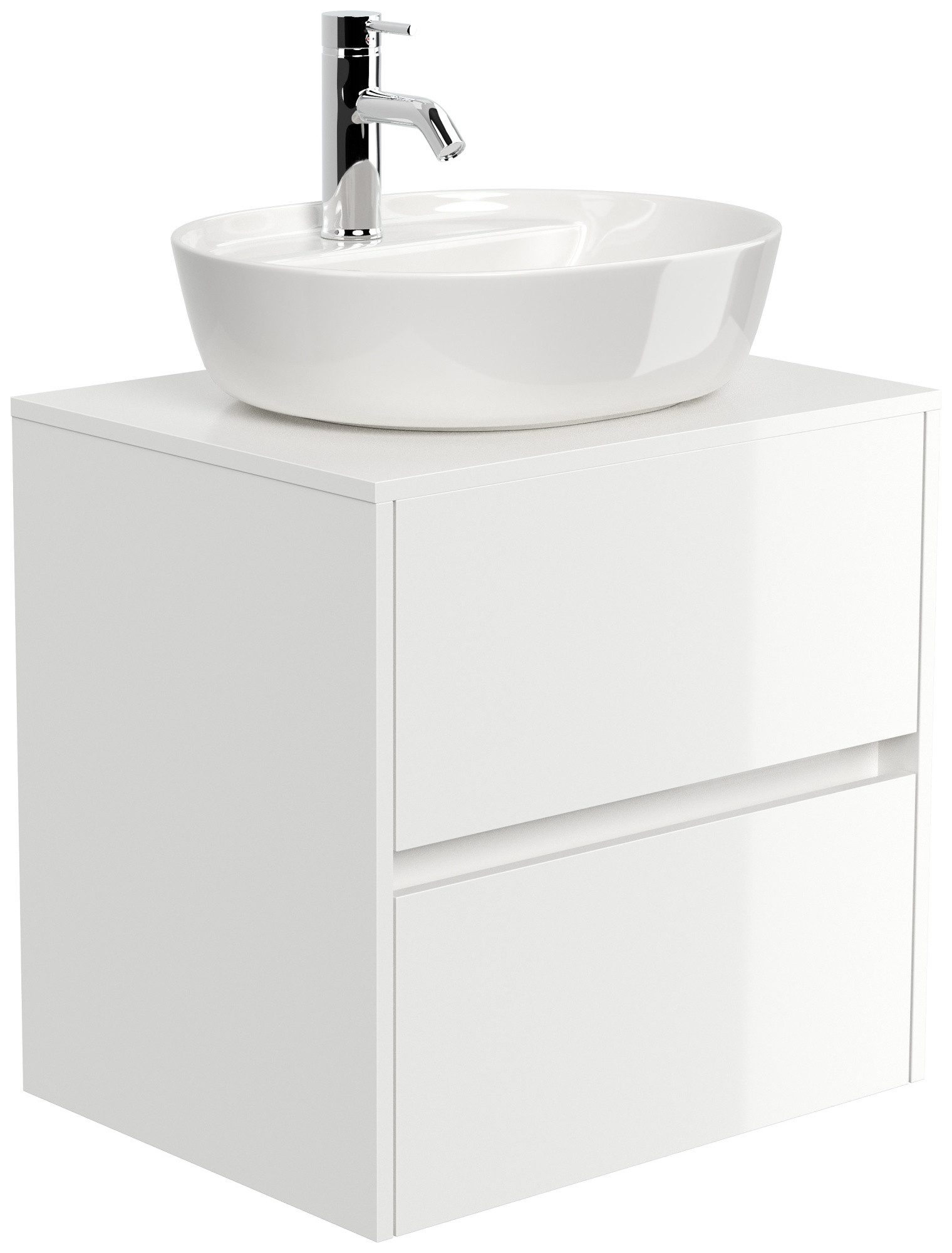 Magnolia Home Aufsatzwaschbecken Badmöbel Taifun 60cm mit ovalem Aufsatzwaschbecken weiß Hgl