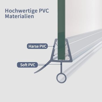 Boromal Duschdichtung für 7-8mm Glas 2 / 4 Stück Ersatzdichtung Wasserabweiser Schwallschutz, L: 100 cm, (2-St., für Glastür Duschtür Duschkabine), mit verlängerter Innenlippe