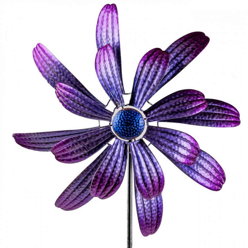 formano Dekofigur Formano Metall-Windrad -Gartenstecker Blume, lila - 48/166cm